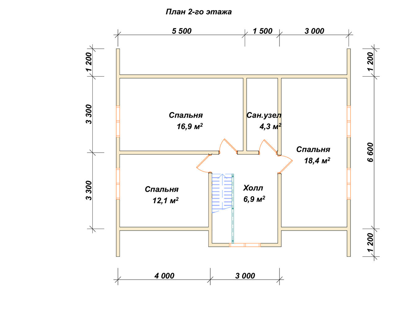 Дом из бруса с мансардой ДБ №140 - планировка 2