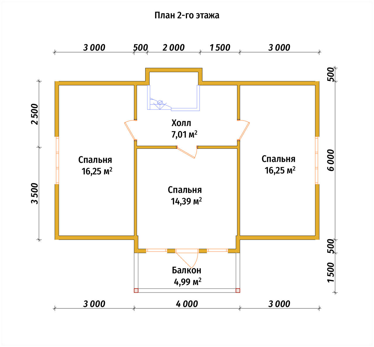 Дом из бруса с мансардой ДБ №52 - планировка 2