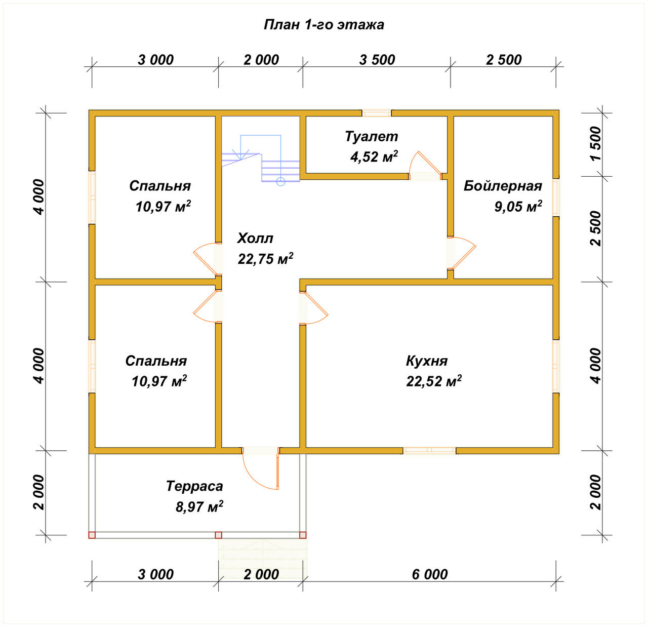 Дом из бруса с мансардой ДБ №75 - планировка 1