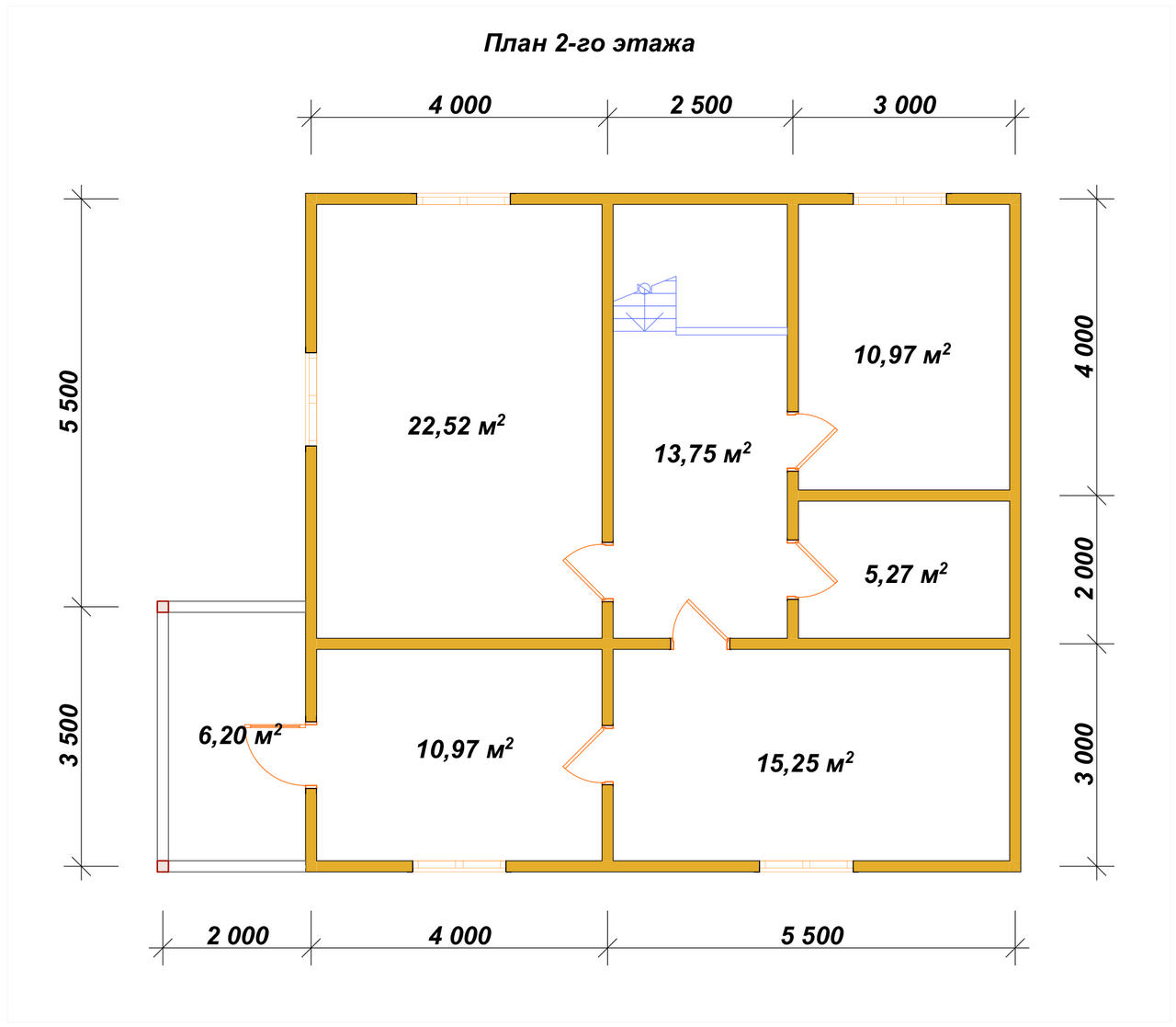 Двухэтажный дом из бруса ДБ №73 - планировка 2