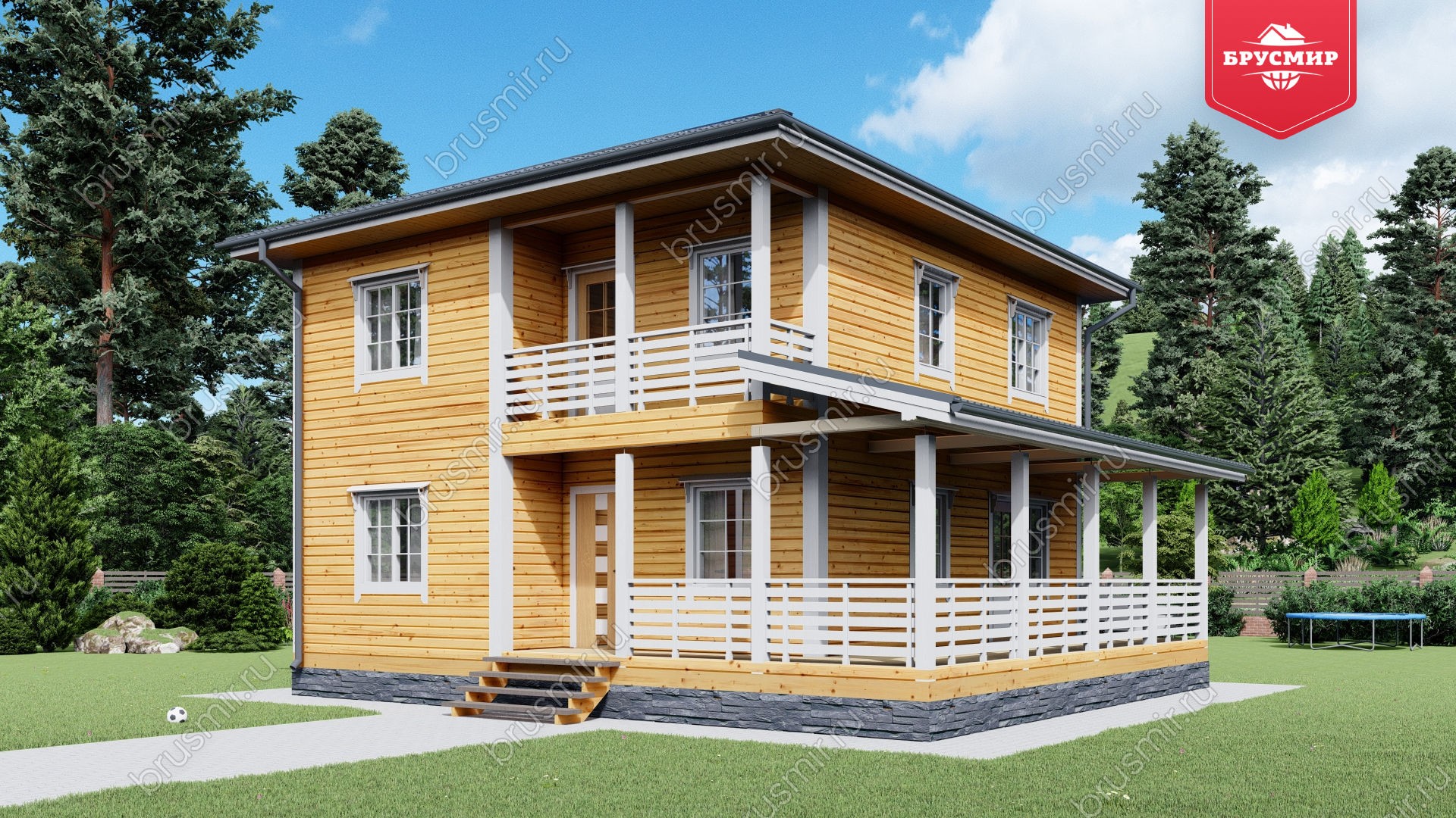 Двухэтажный дом из бруса ДБ №36