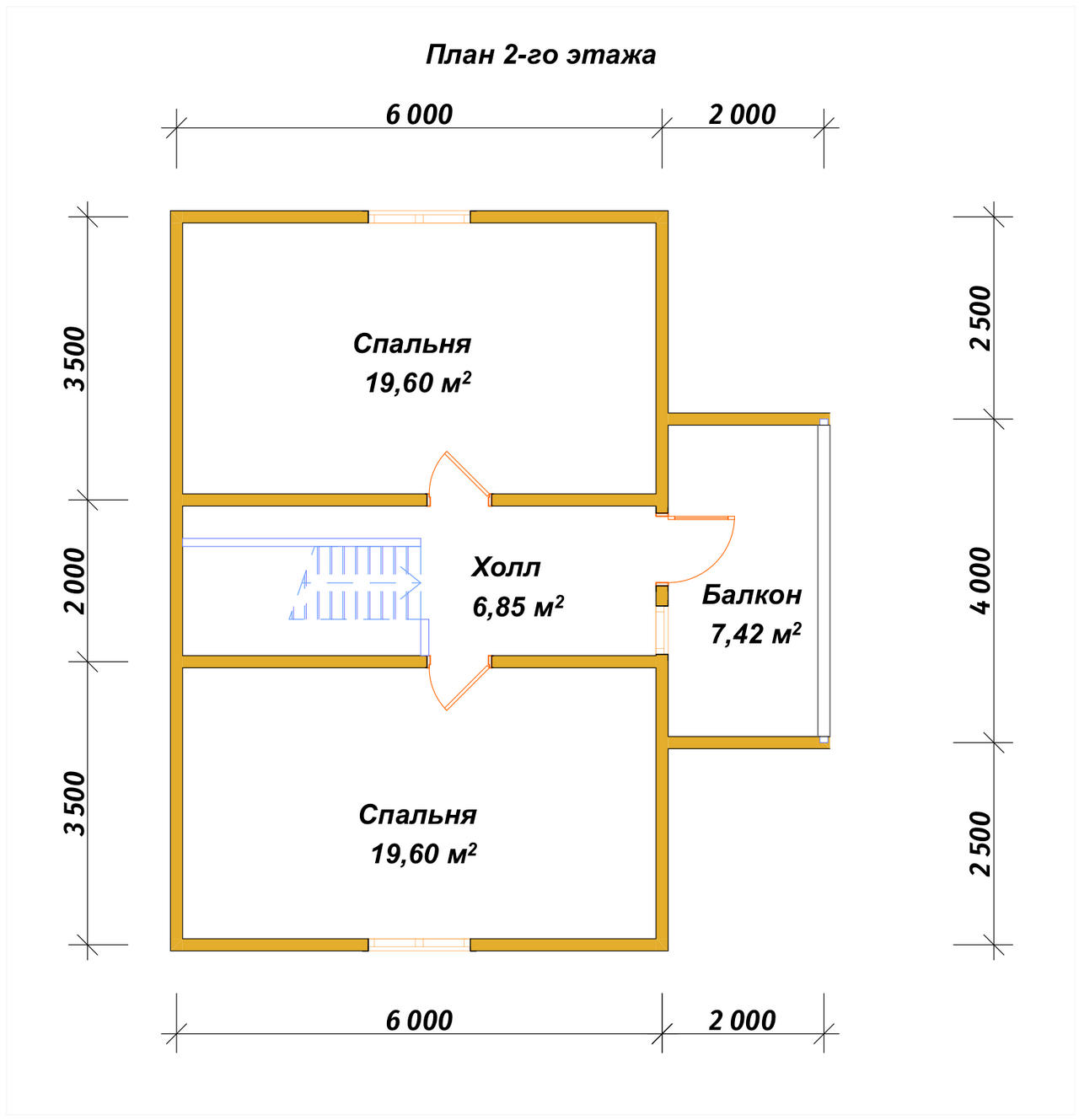 Полутораэтажный дом из бруса ДБ №48 - планировка 2