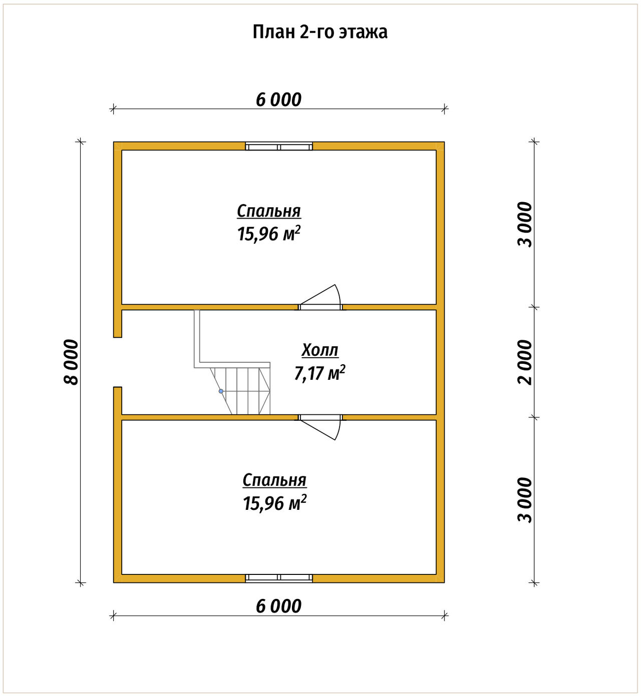 Полутораэтажный дом из бруса ДБ №108 - планировка 2