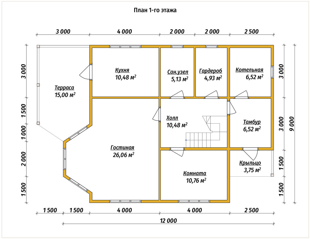 Полутораэтажный дом из бруса ДБ №89 - планировка 1