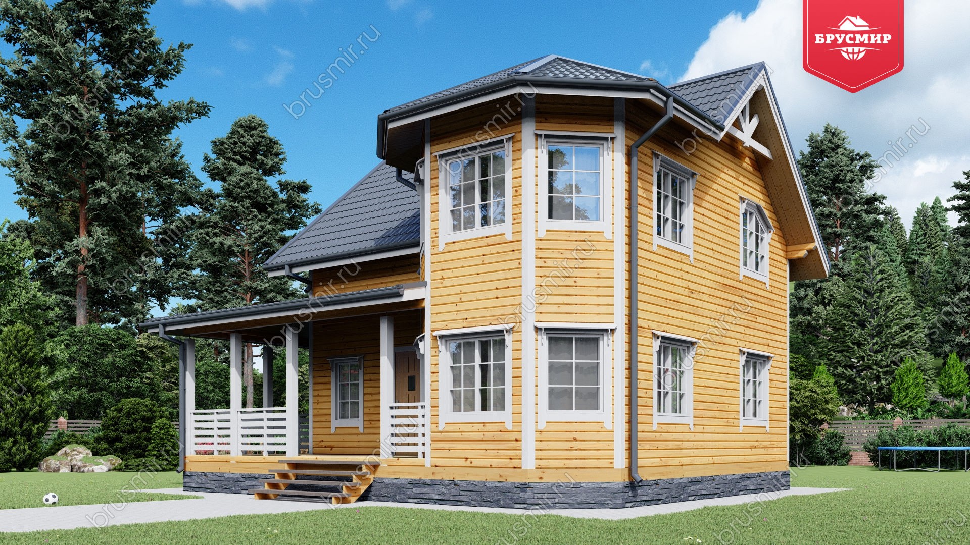 Полутораэтажный дом из бруса ДБ №16