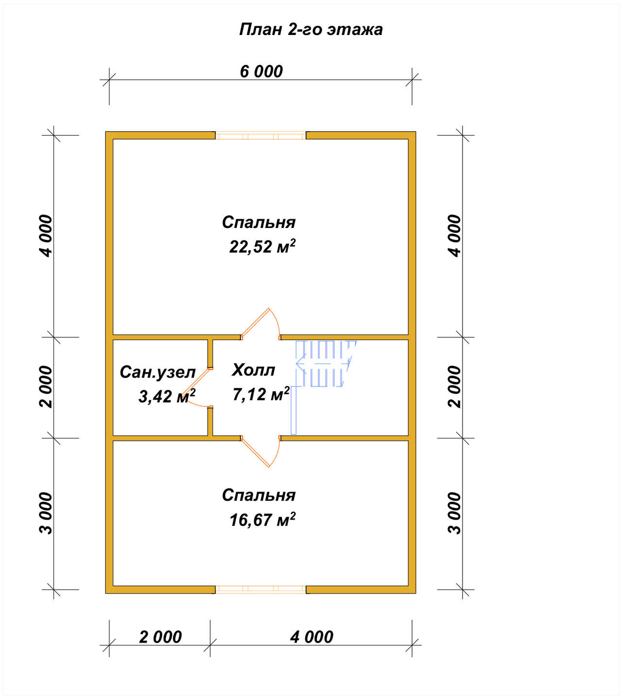 Полутораэтажный дом из бруса ДБ №102 - планировка 2