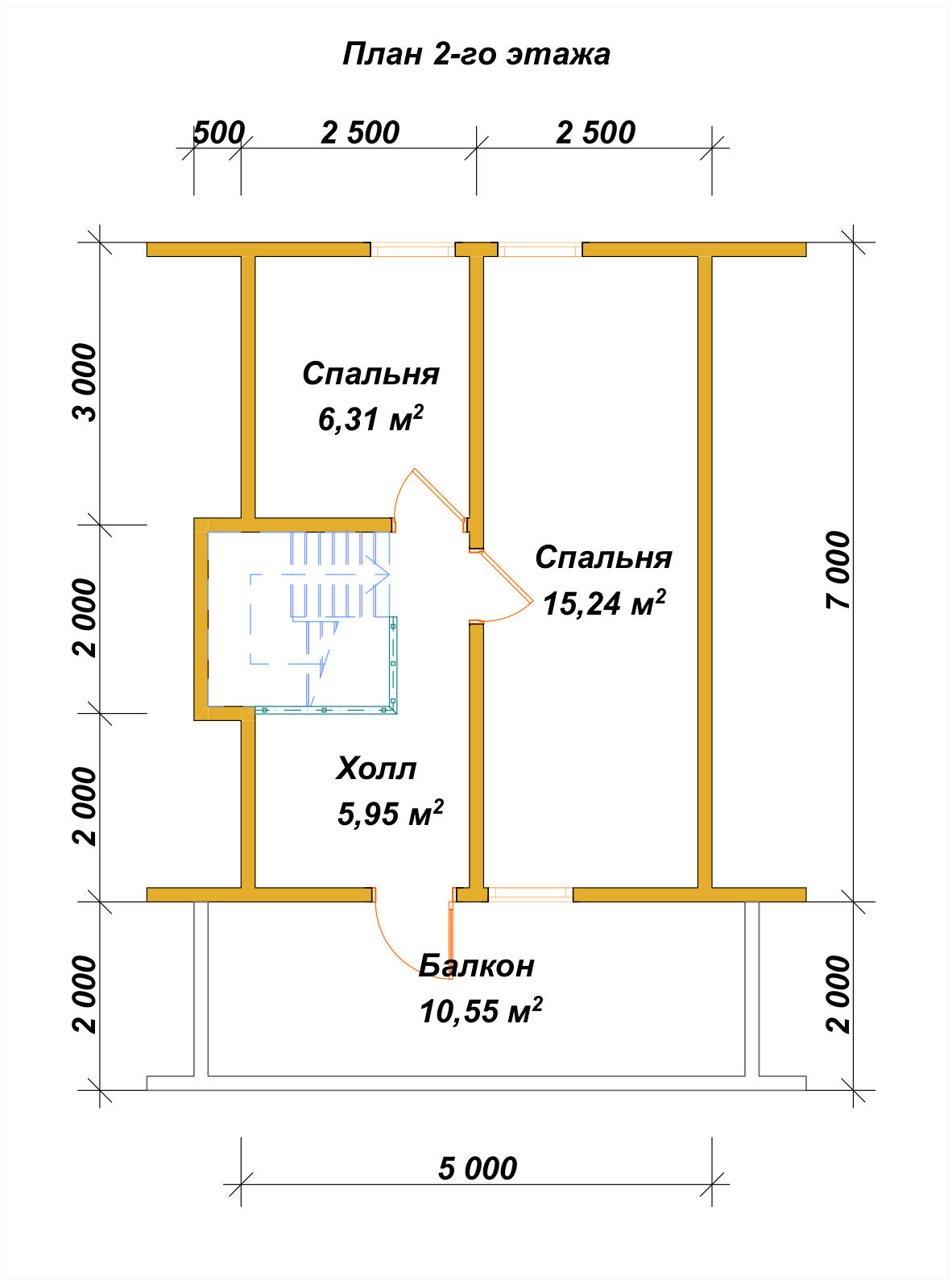 Дом из бруса с мансардой ДБ №65 - планировка 2