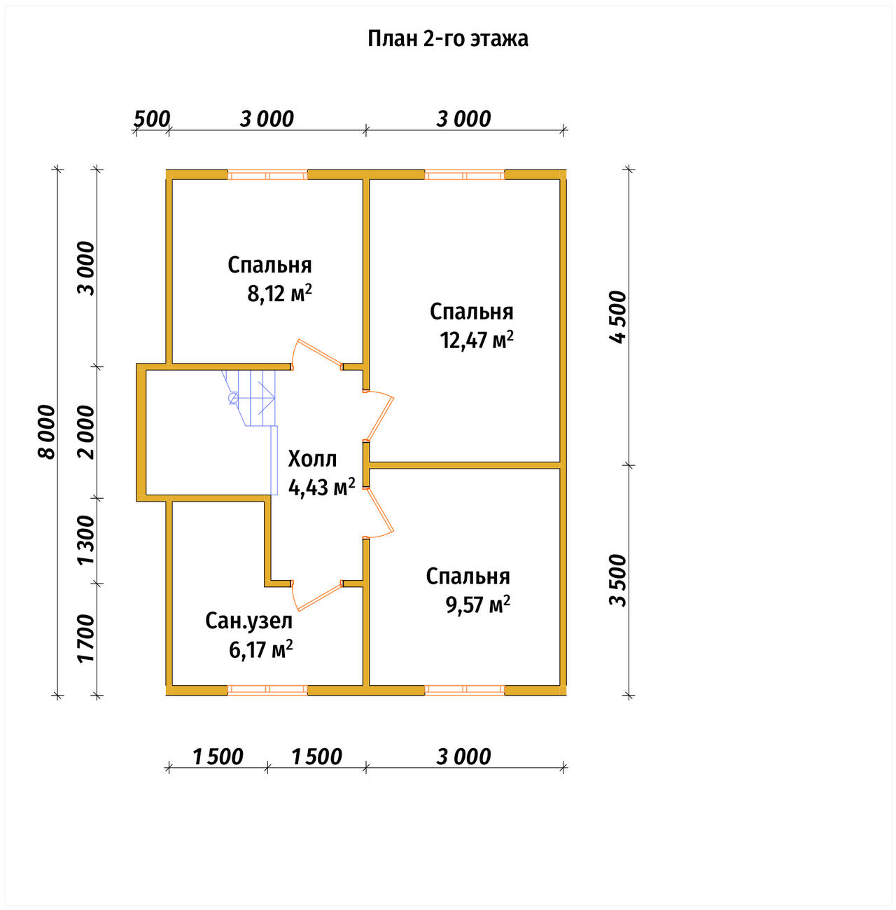 Дом из бруса с мансардой ДБ №67 - планировка 2