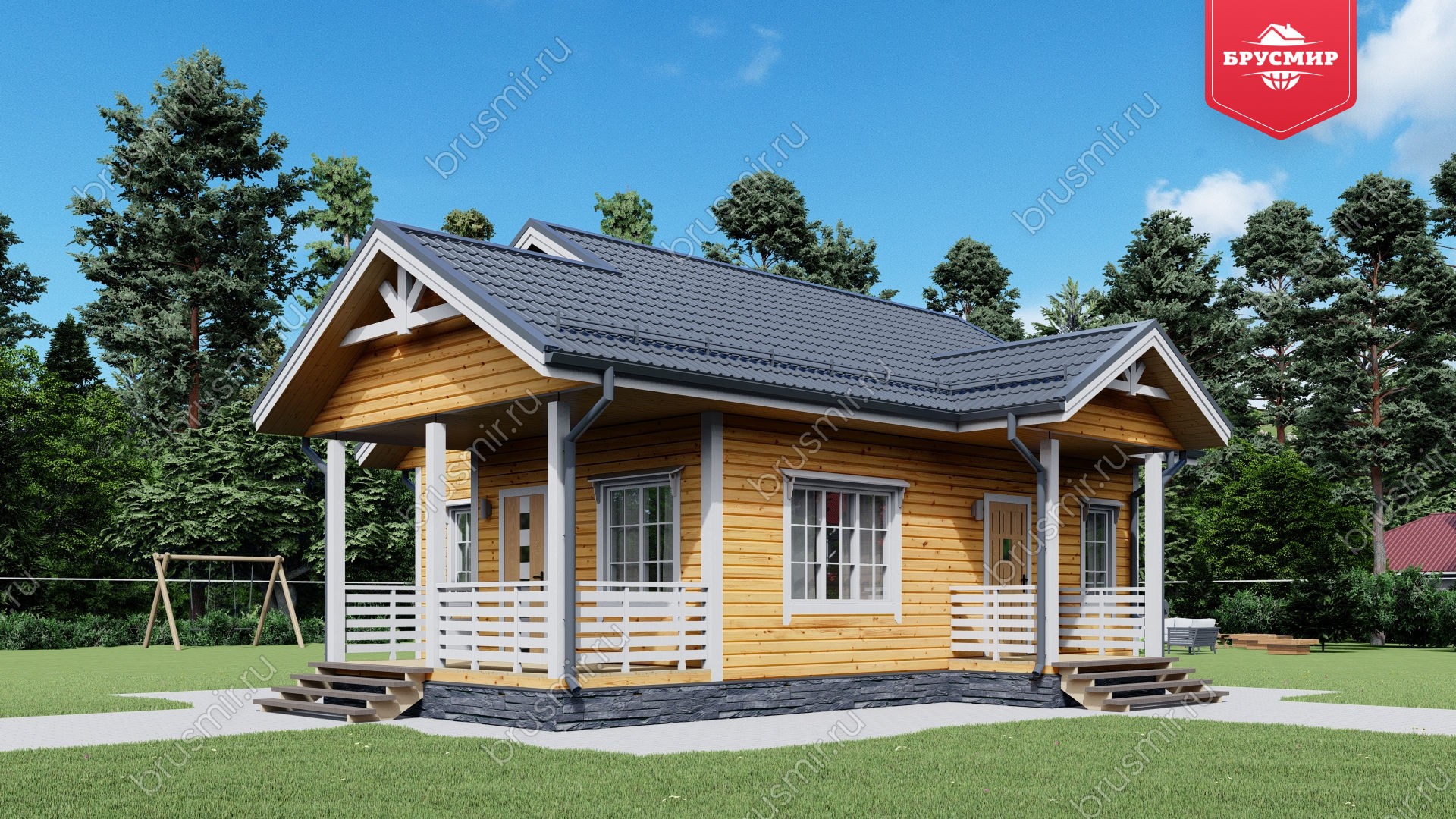 Одноэтажный дом из бруса ДБ №124