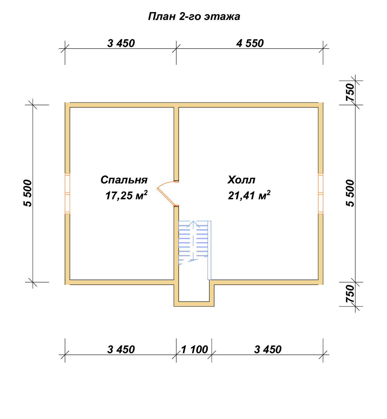 Дом из бруса с мансардой ДБ №90 - планировка 2