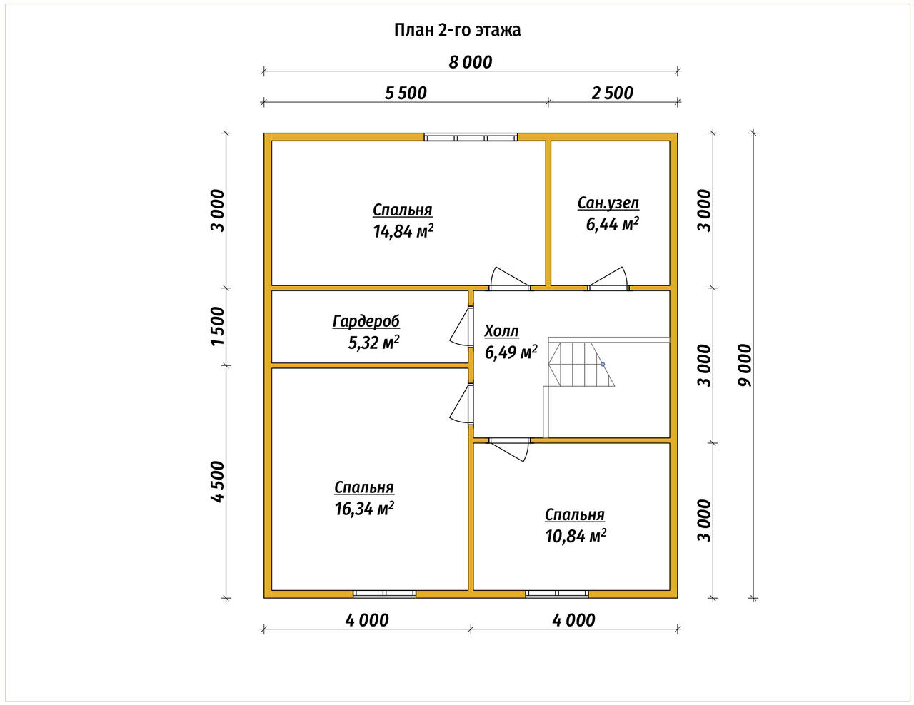 Полутораэтажный дом из бруса ДБ №89 - планировка 2