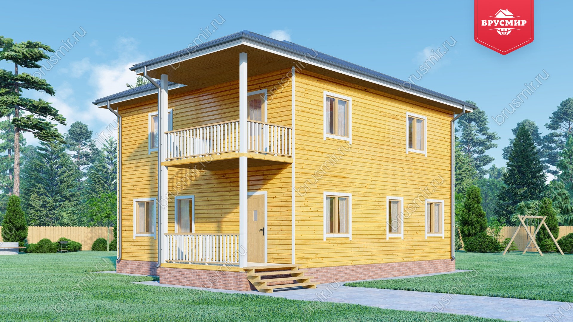 Двухэтажный дом из бруса ДБ №73