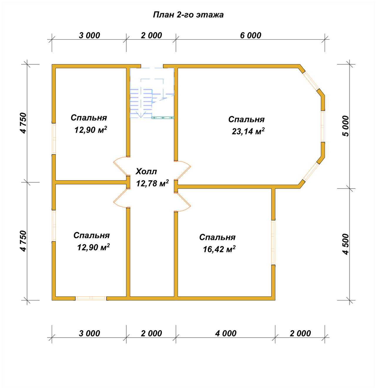 Двухэтажный дом из бруса ДБ №77 - планировка 2