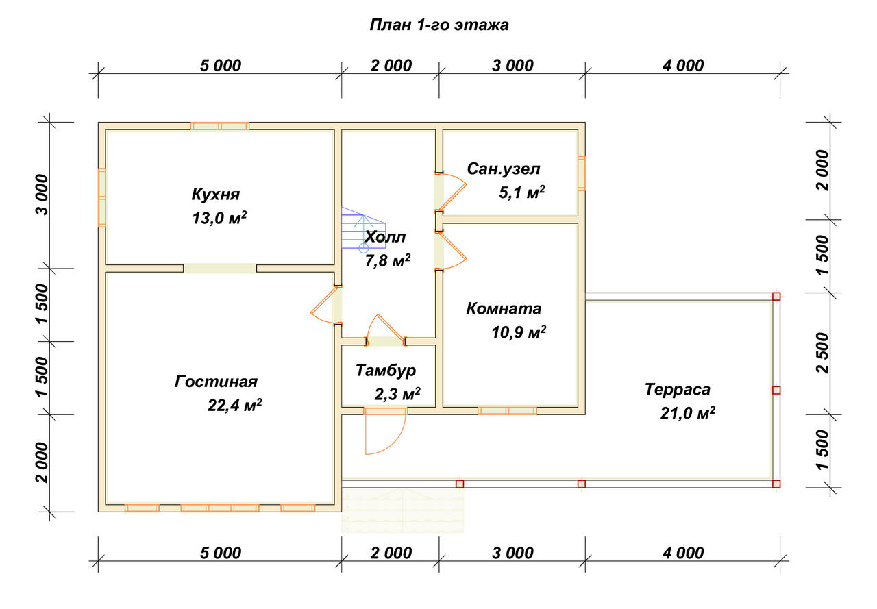 Двухэтажный дом из бруса ДБ №167 - планировка 1