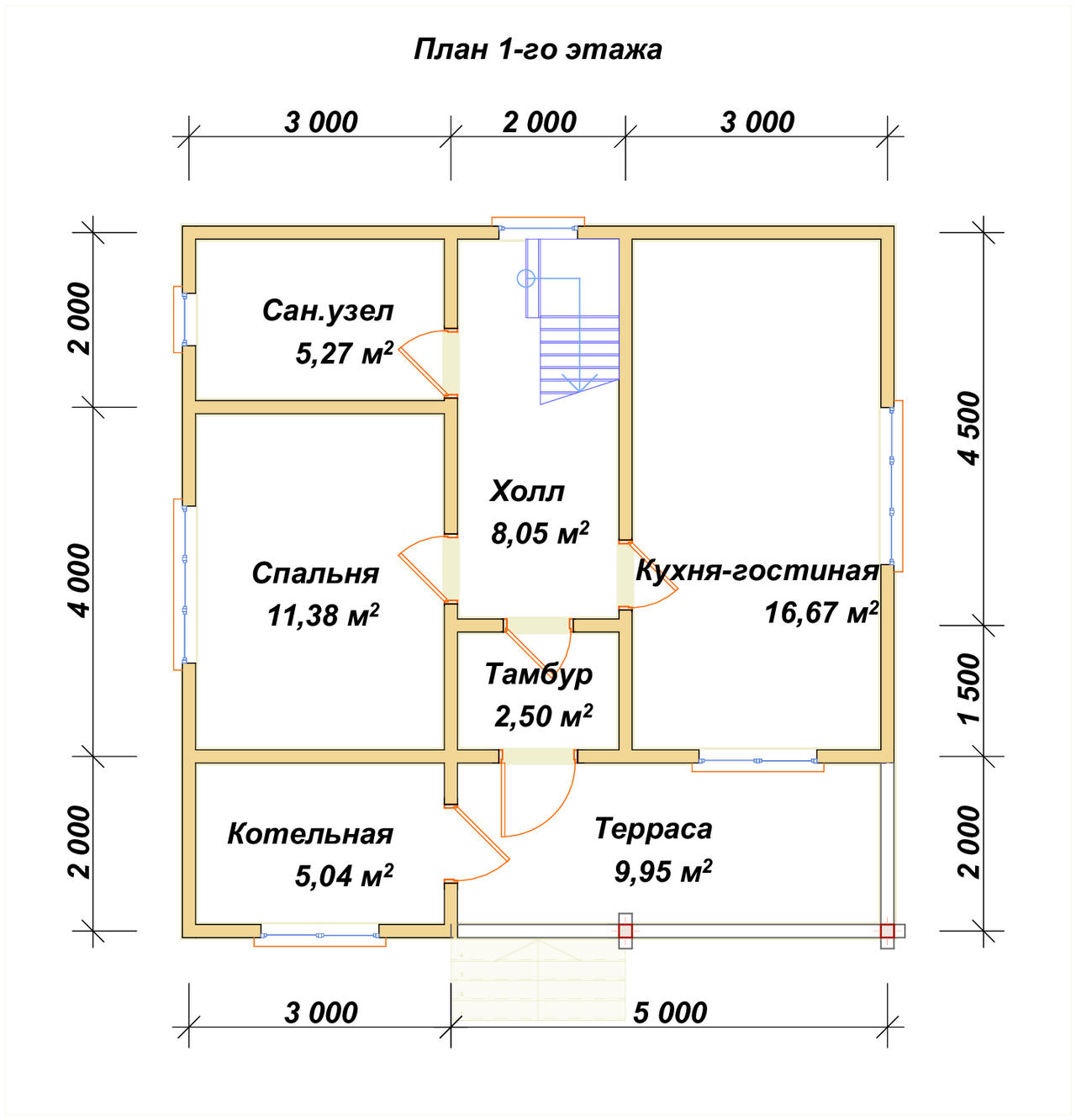 Дом из бруса с мансардой ДБ №161 - планировка 1