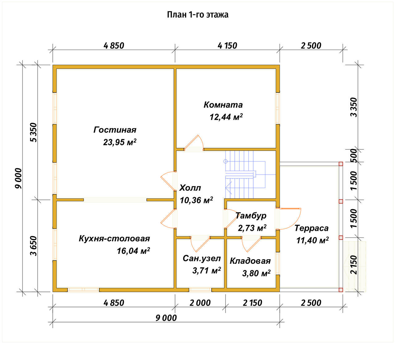 Дом из бруса с мансардой ДБ №117 - планировка 1