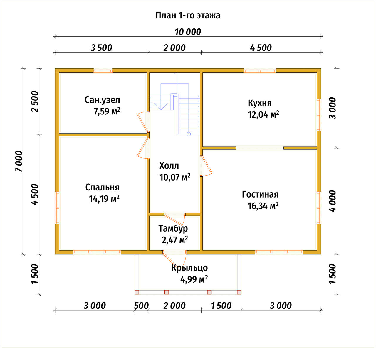 Дом из бруса с мансардой ДБ №52 - планировка 1