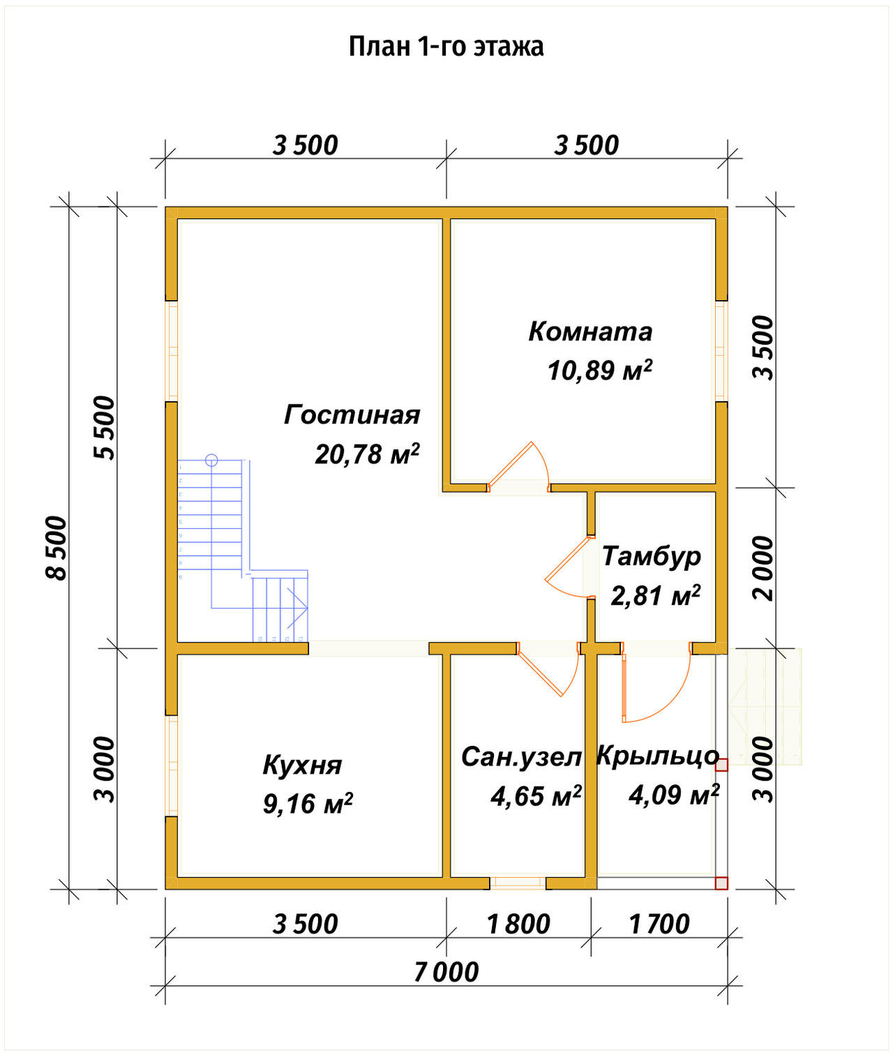 Дом из бруса с мансардой ДБ №103 - планировка 1