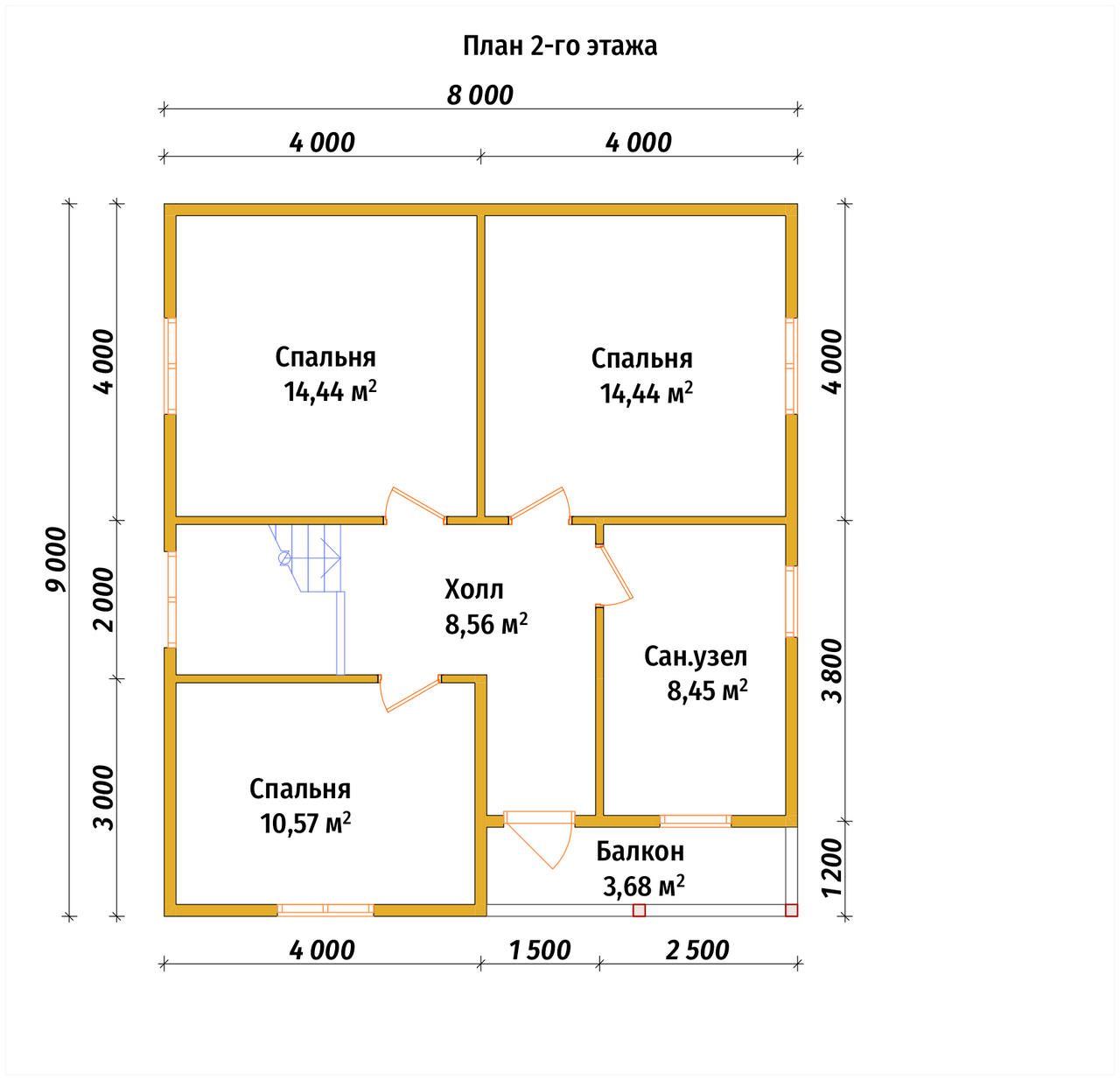 Двухэтажный дом из бруса ДБ №36 - планировка 2
