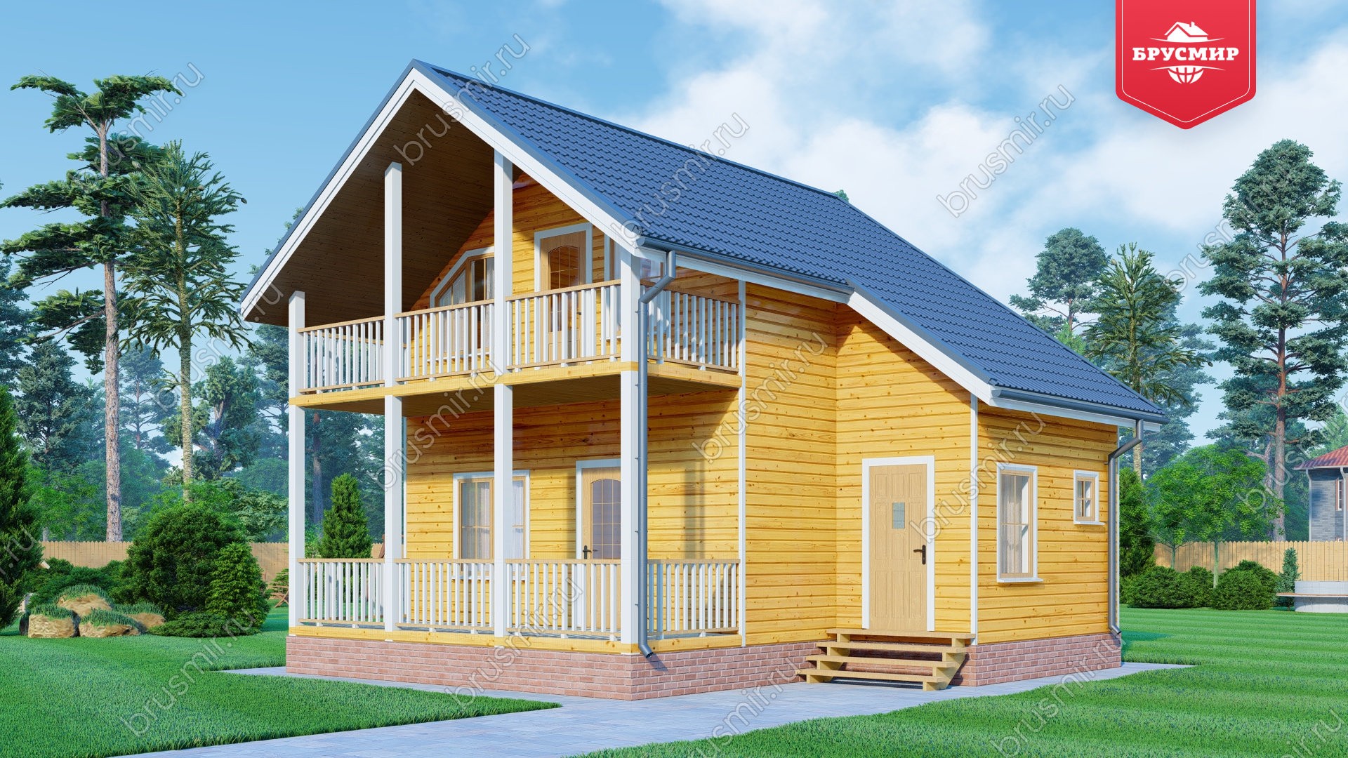 Полутораэтажный дом из бруса ДБ №97