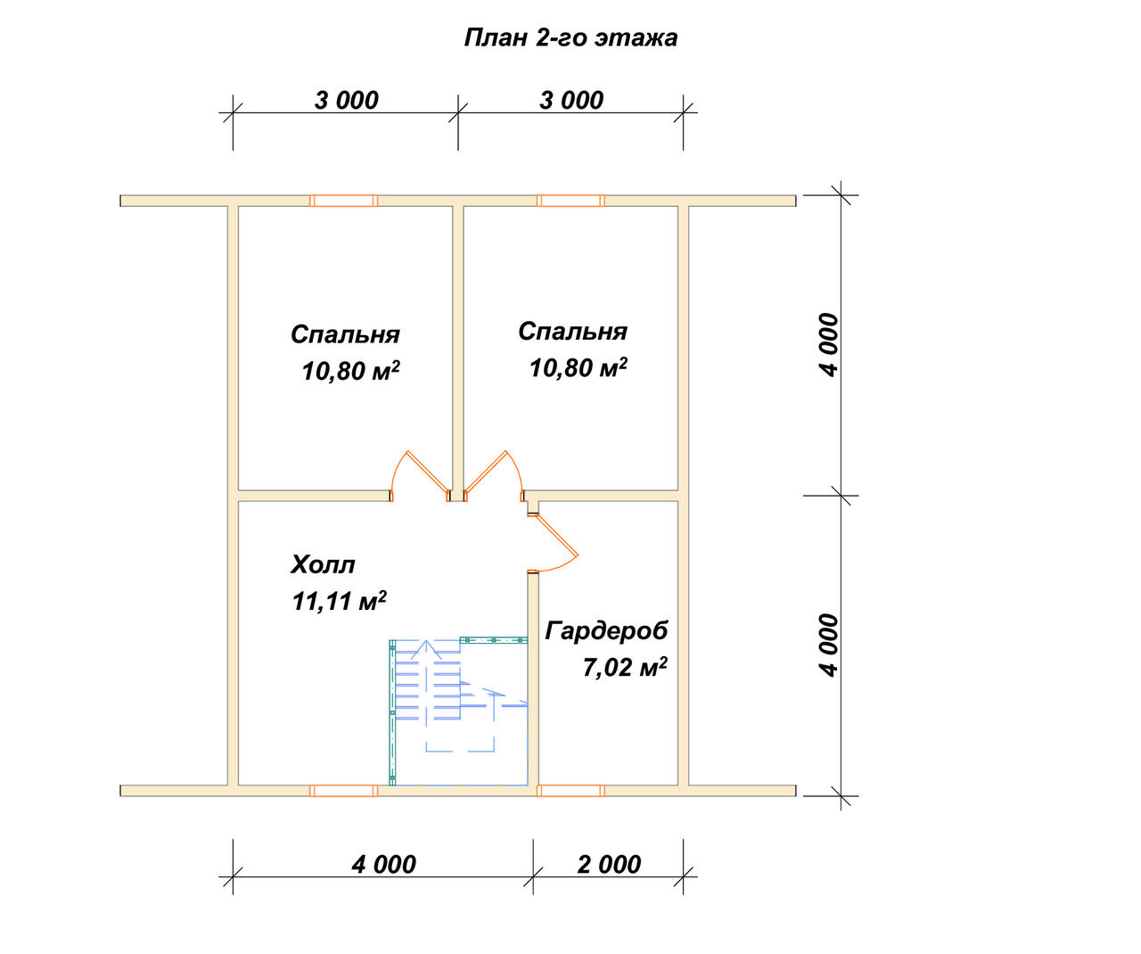 Дом из бруса с мансардой ДБ №40 - планировка 2