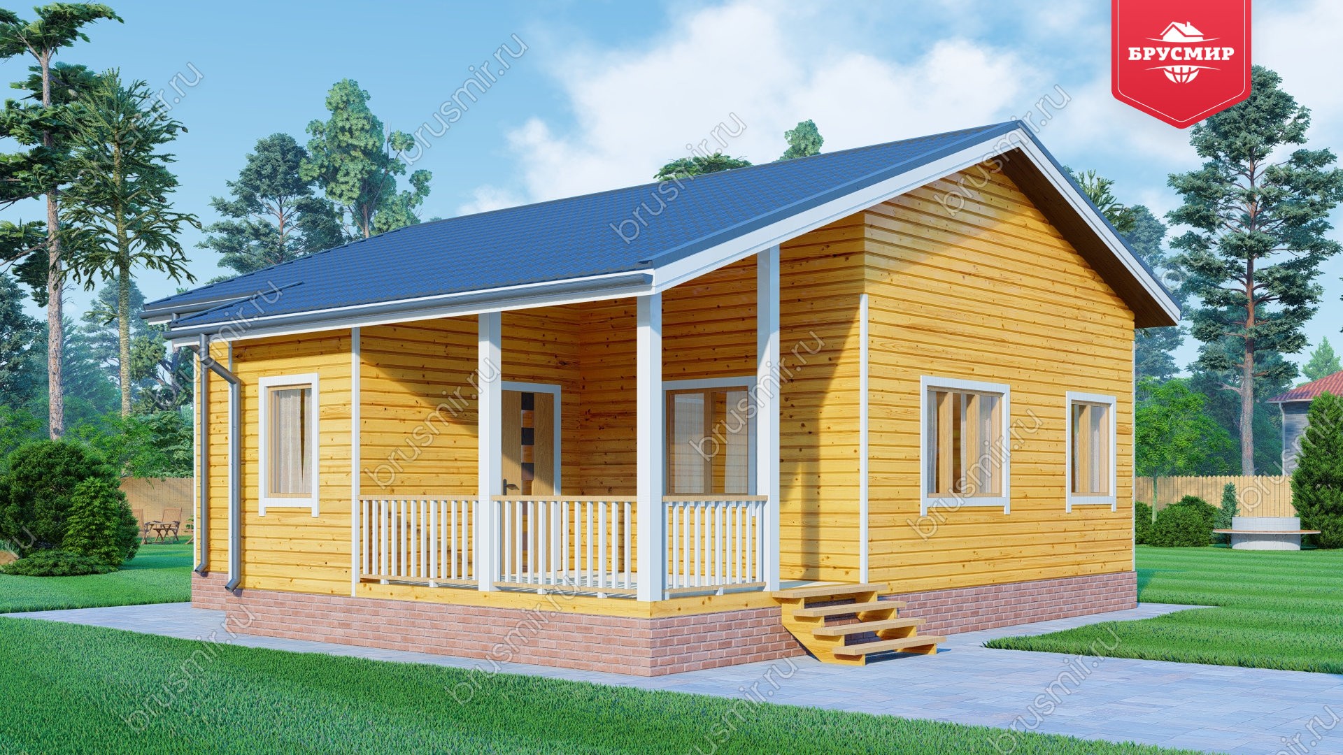 Одноэтажный дом из бруса ДБ №156