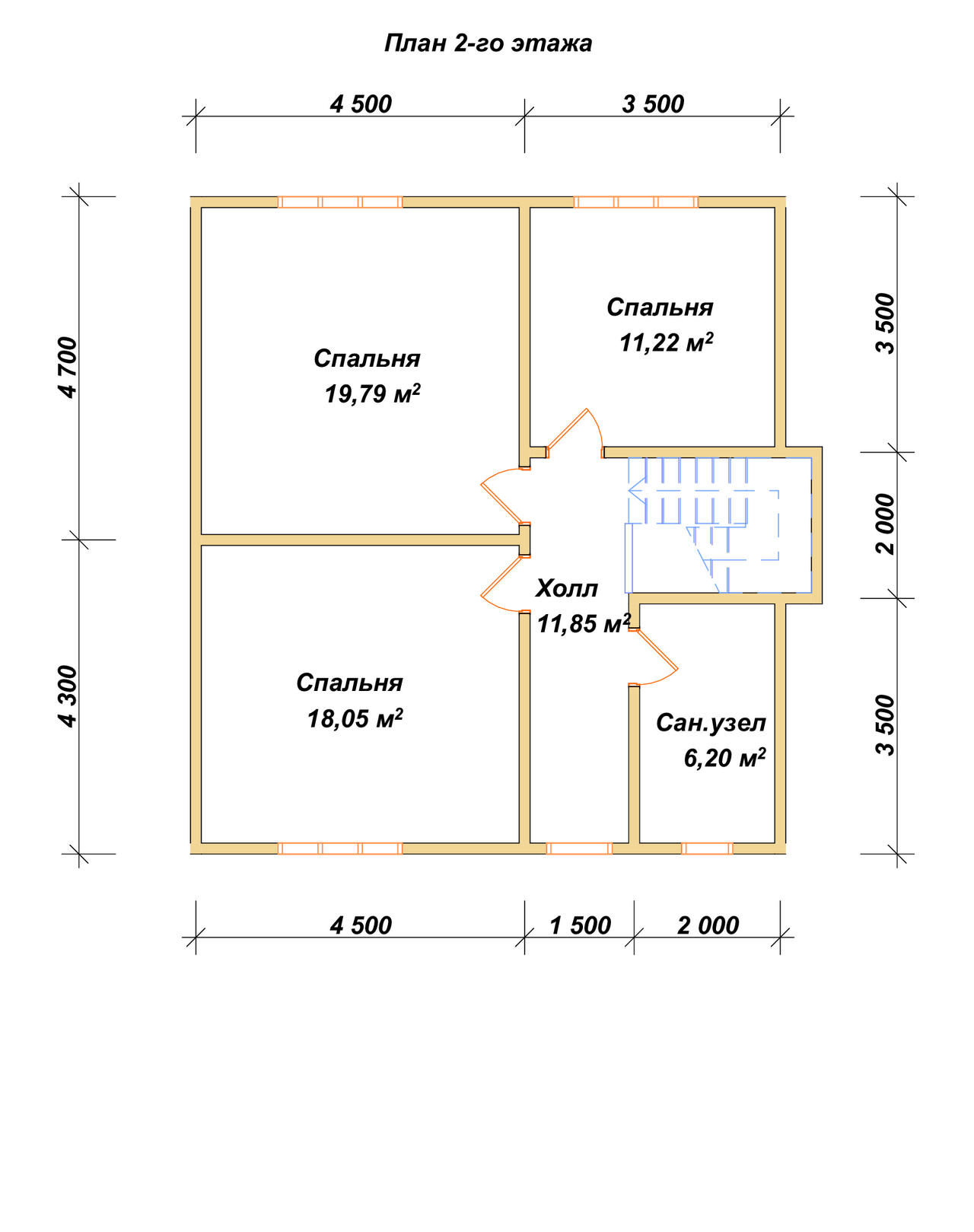 Дом из бруса с мансардой ДБ №54 - планировка 2