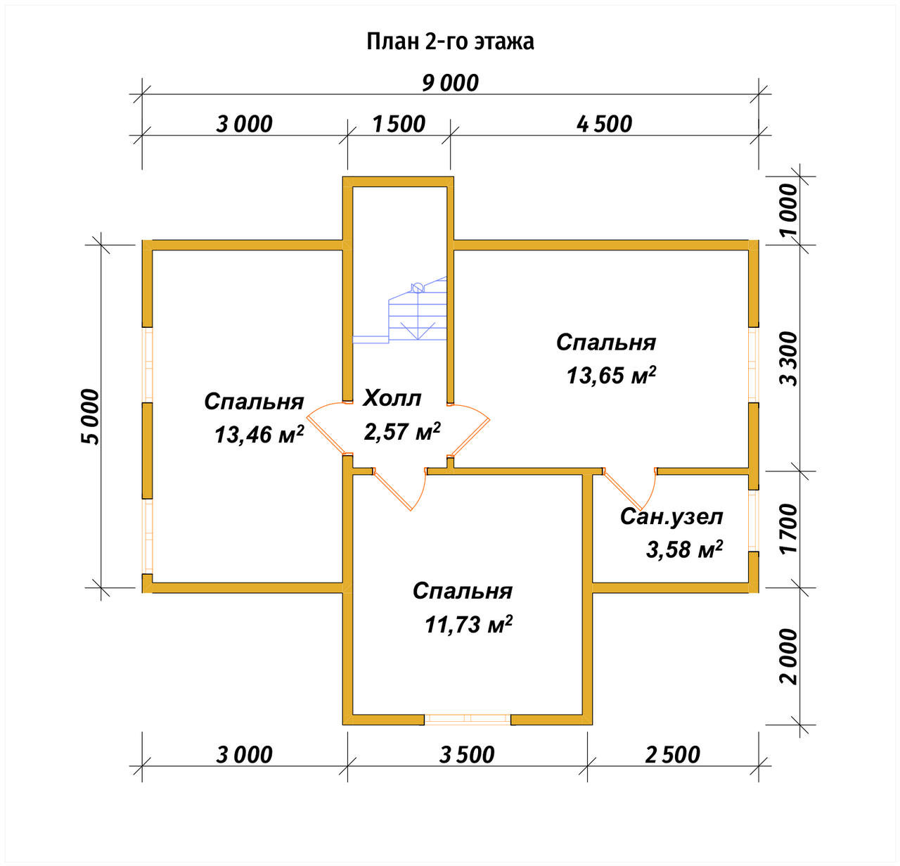 Дом из бруса с мансардой ДБ №119 - планировка 2