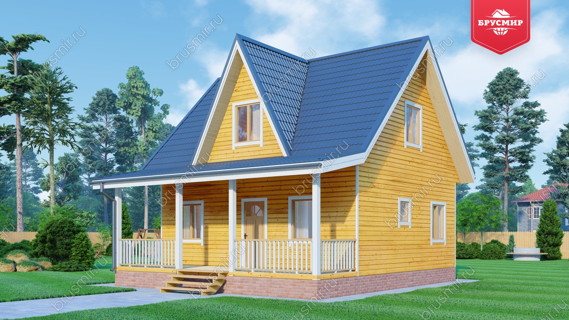 Дом из бруса с мансардой ДБ №118