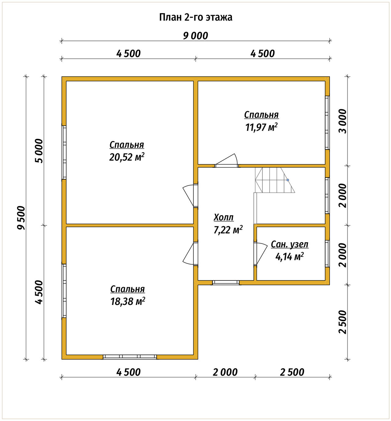 Проект дома из бруса ДБ №189, 128.7м², 2 эт., 5 комн. - планировка 2