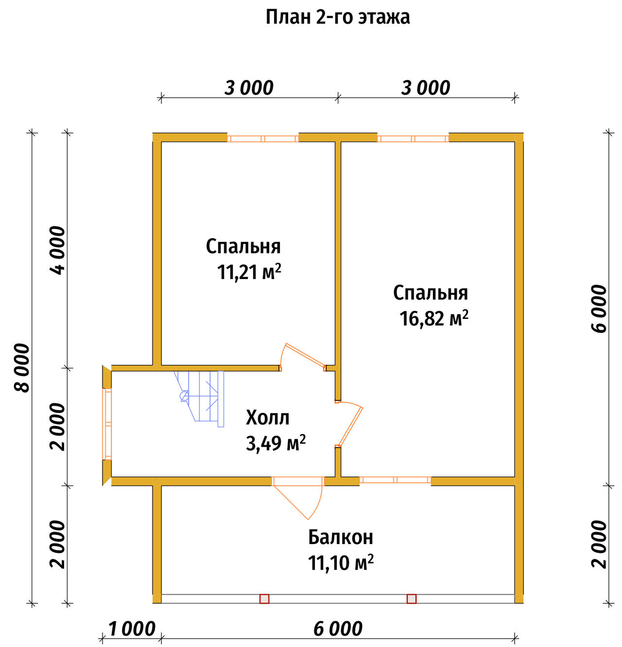 Дом из бруса с мансардой ДБ №84 - планировка 2