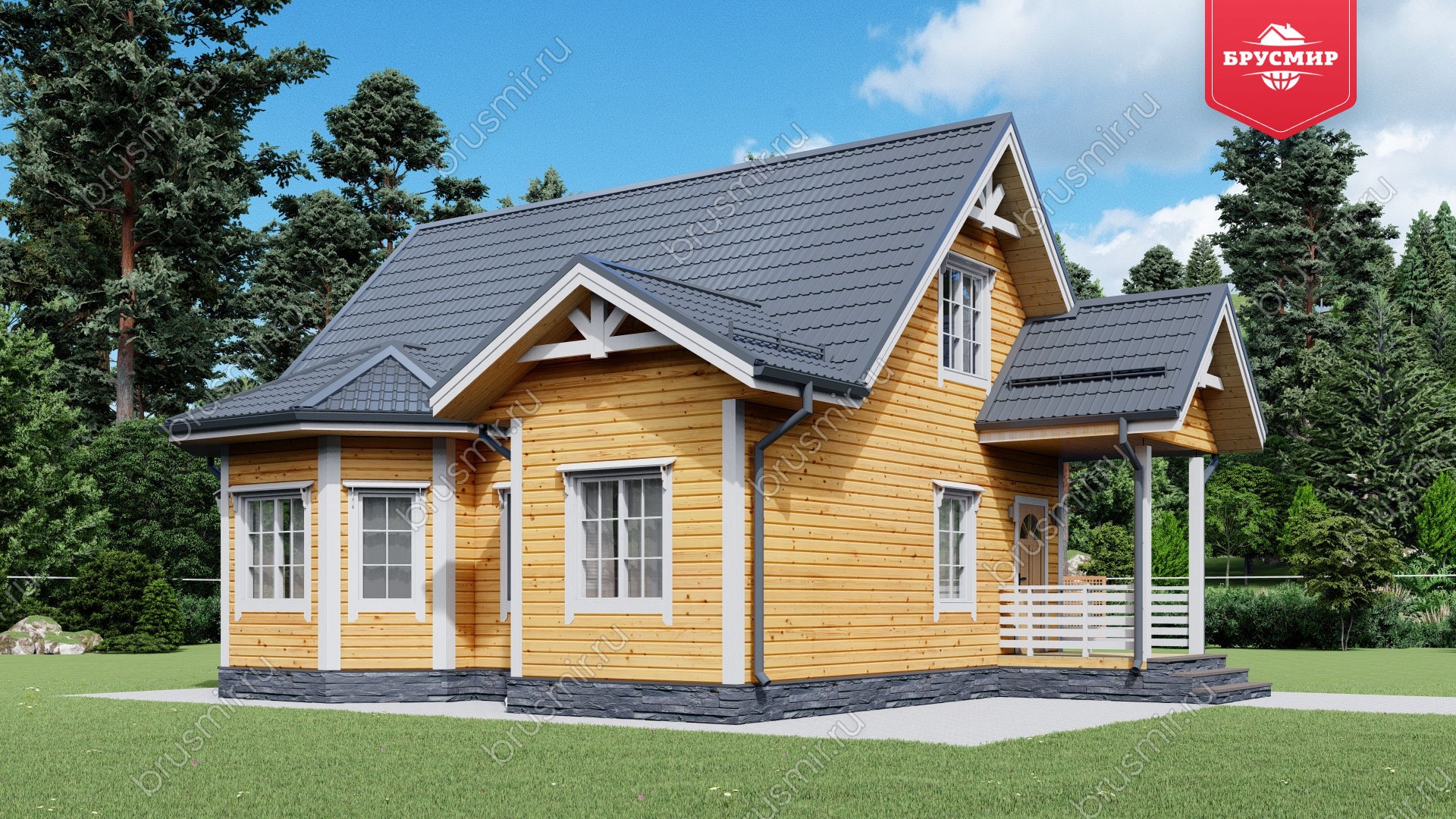 Дом из бруса с мансардой ДБ №114
