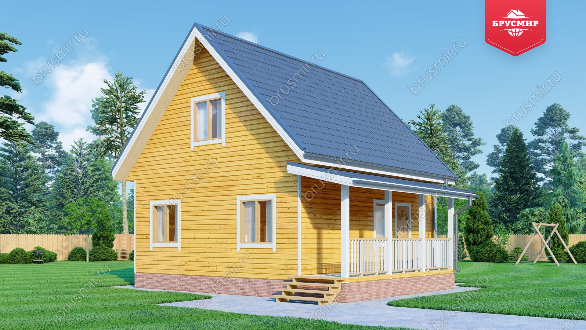 Дом из бруса с мансардой ДБ №90