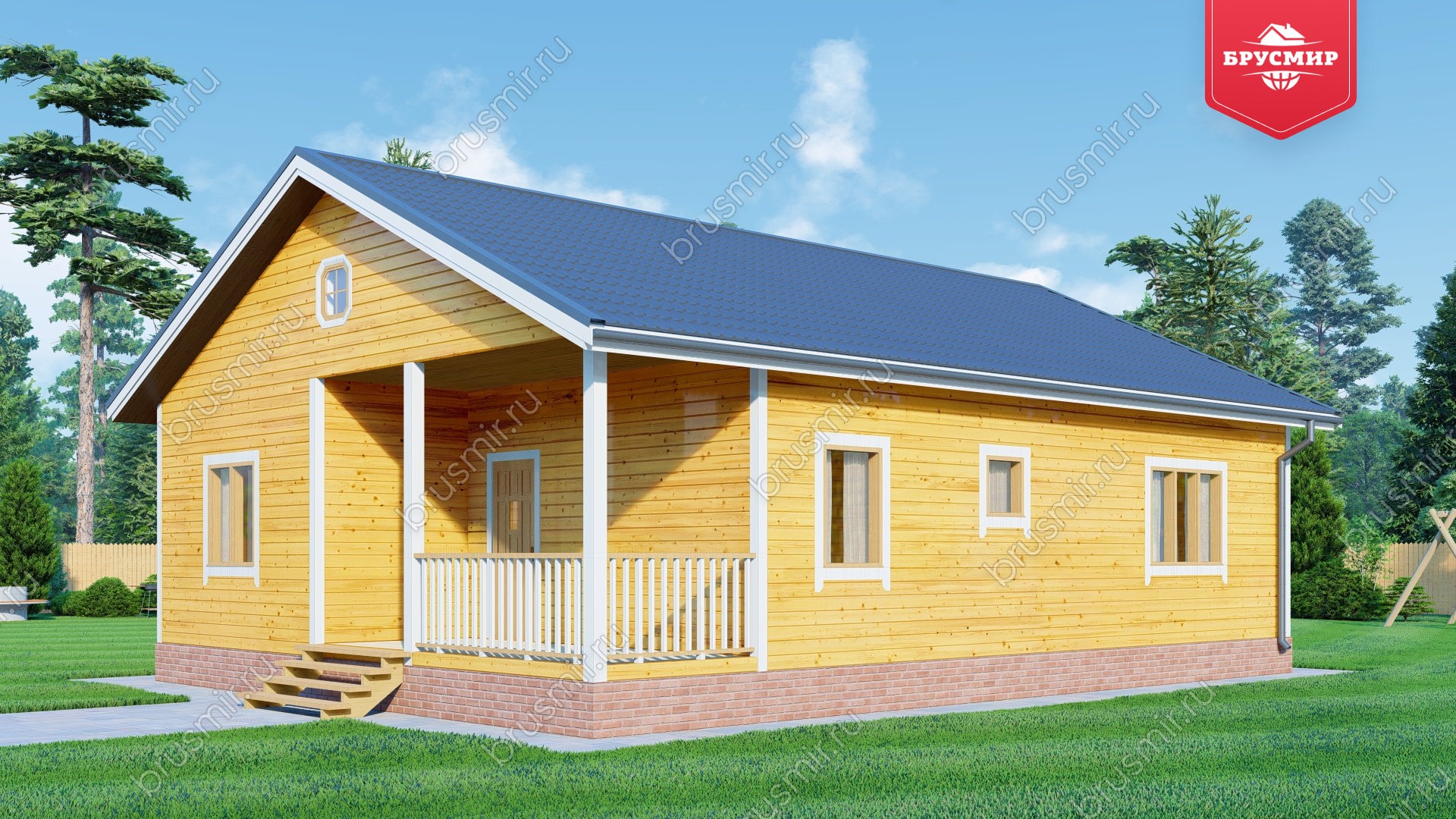 Одноэтажный дом из бруса ДБ №155