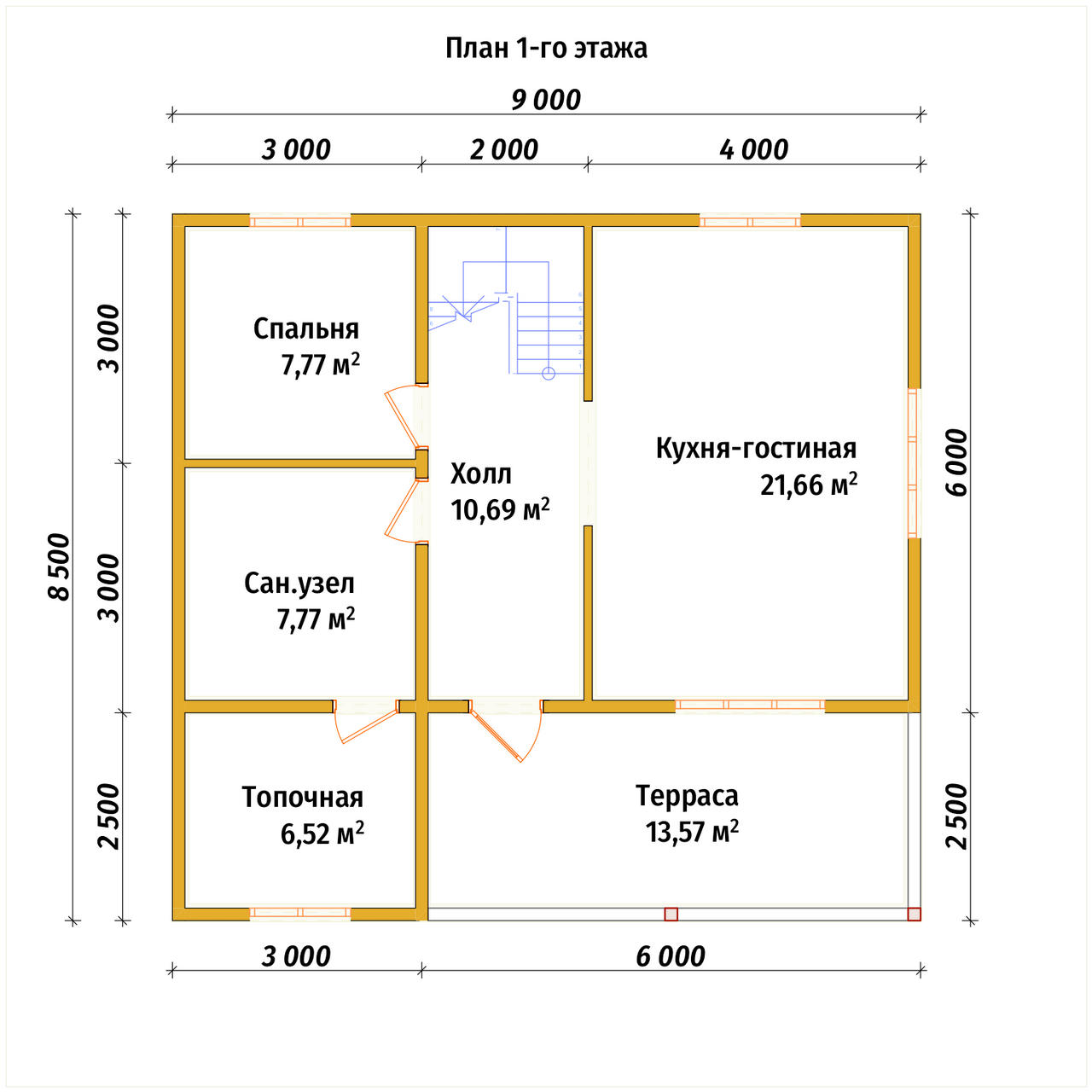 Дом из бруса с мансардой ДБ №79 - планировка 1