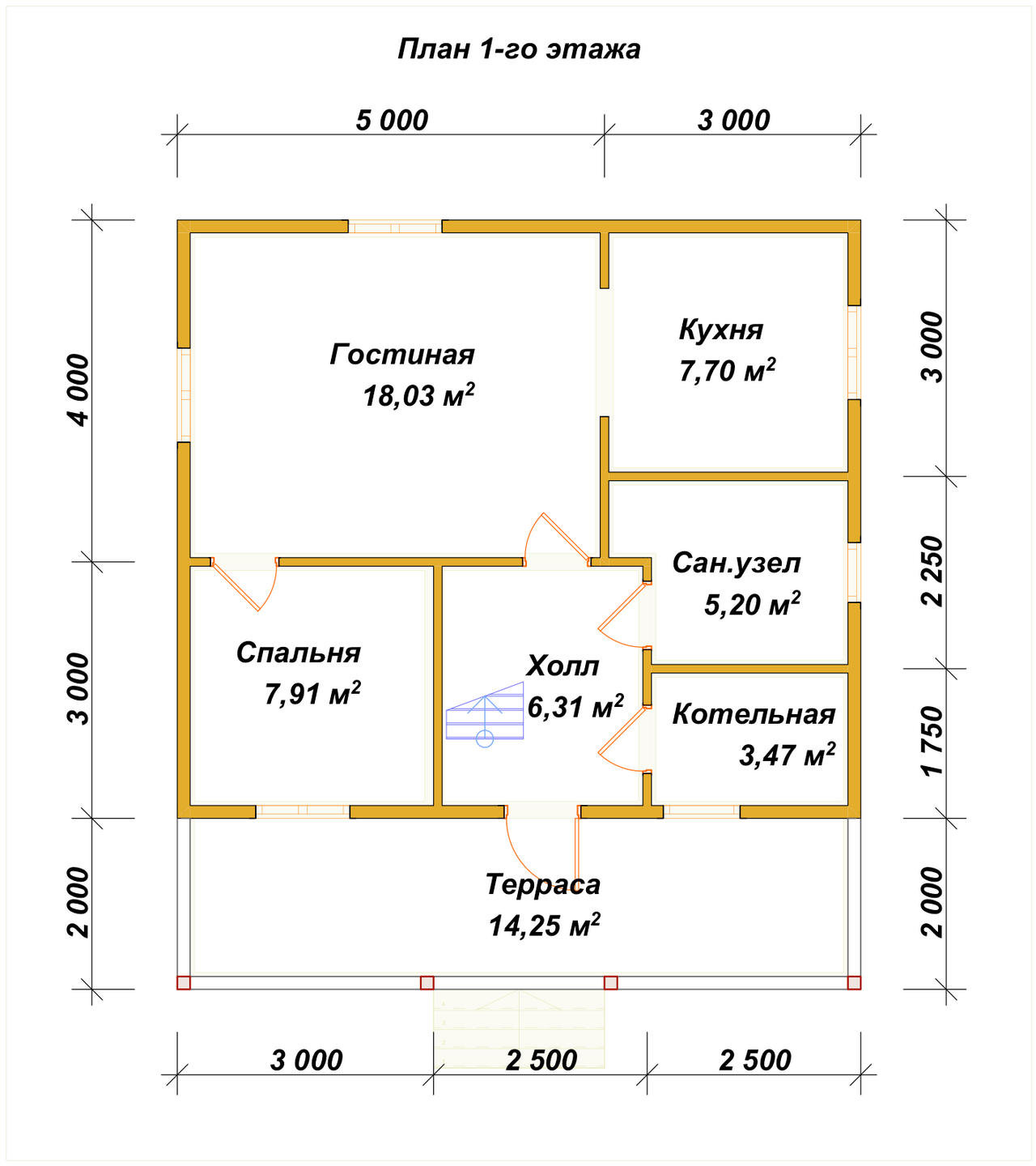 Дом из бруса с мансардой ДБ №118 - планировка 1