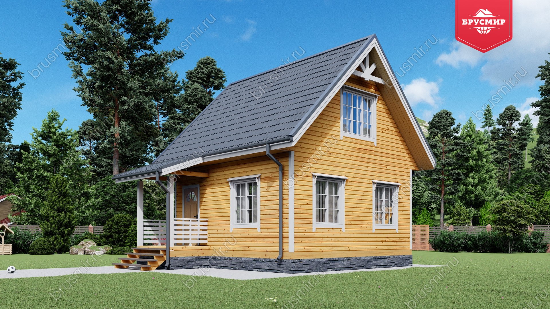 Дом из бруса с мансардой ДБ №26