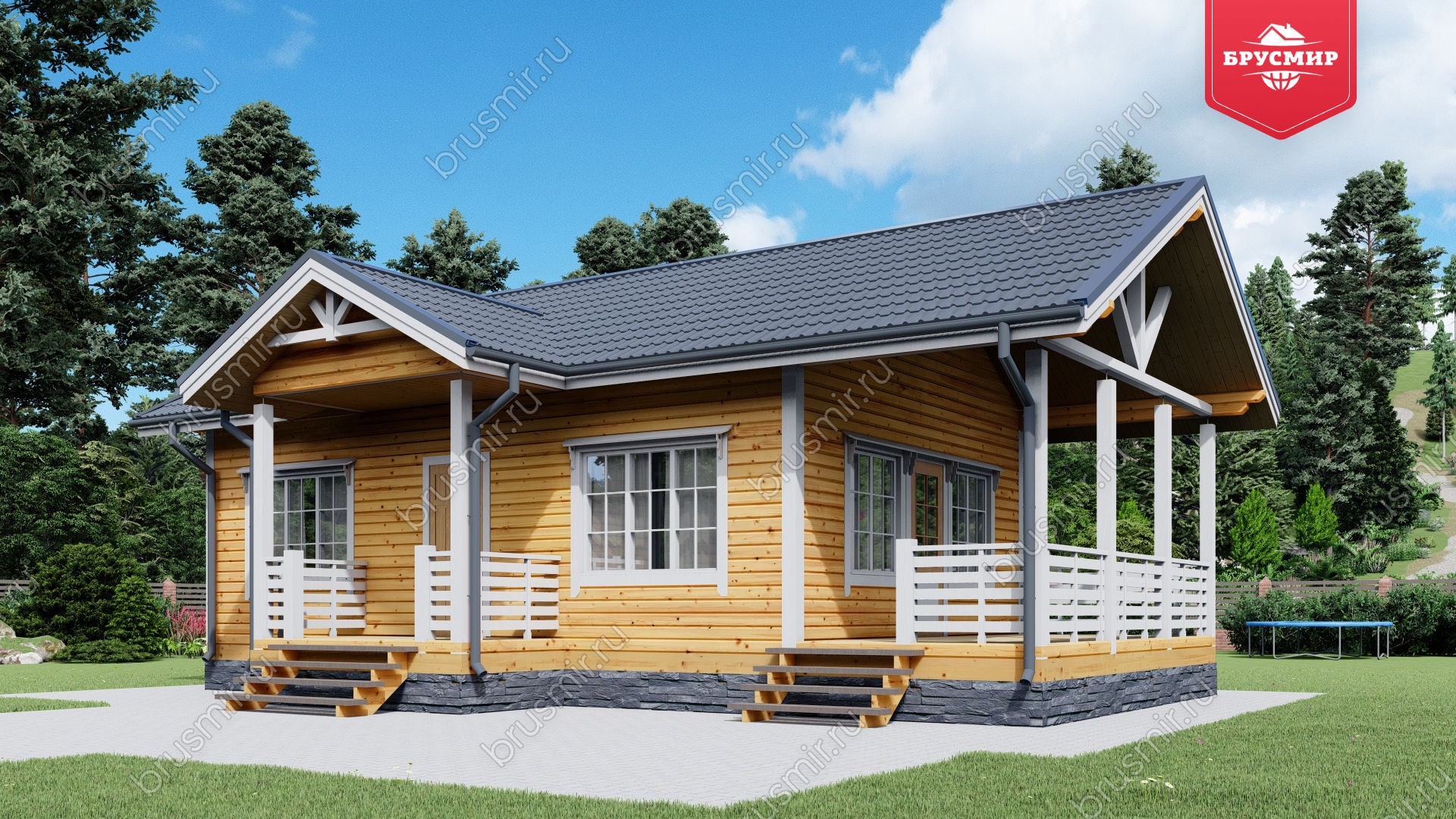 Одноэтажный дом из бруса ДБ №69