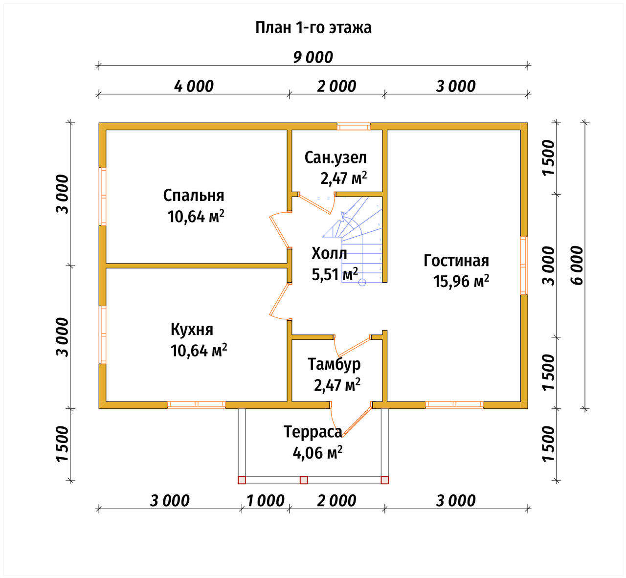Дом из бруса с мансардой ДБ №22 - планировка 1