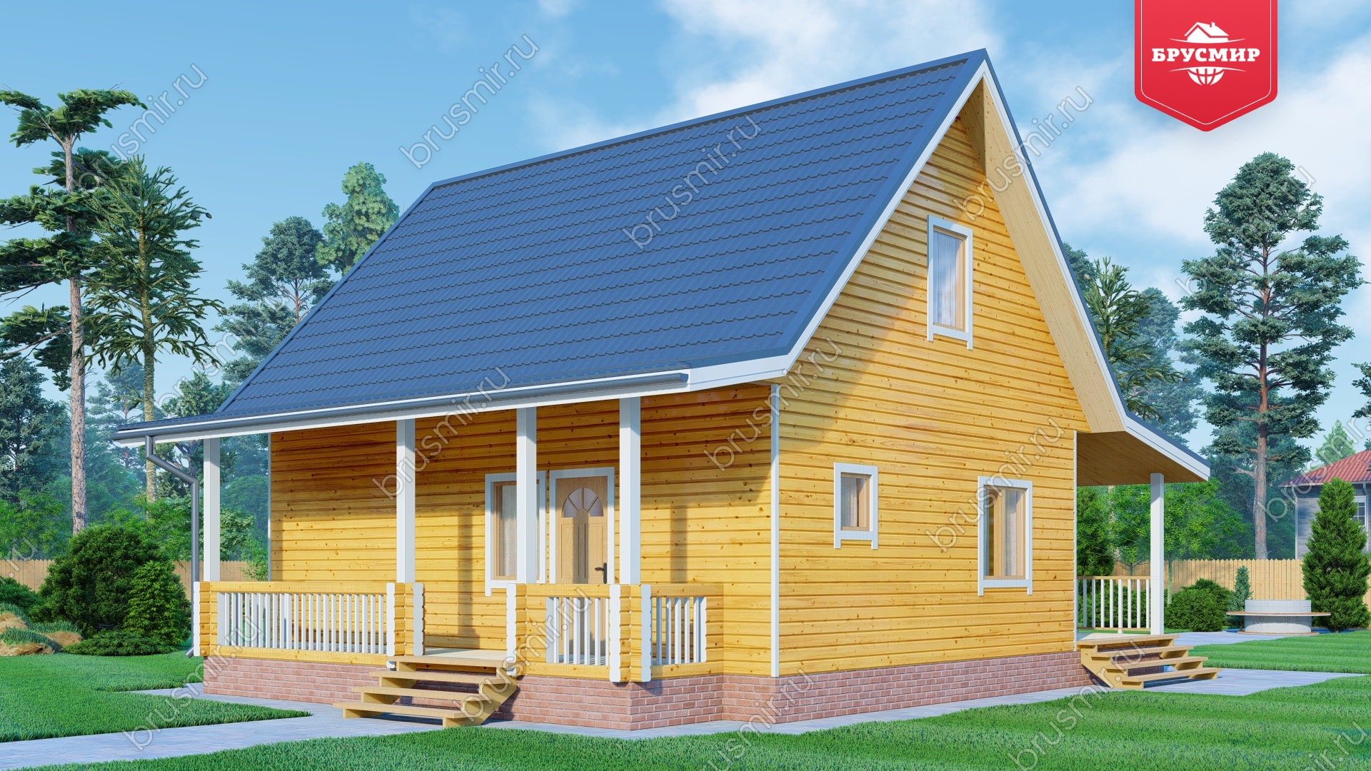 Дом из бруса с мансардой ДБ №126