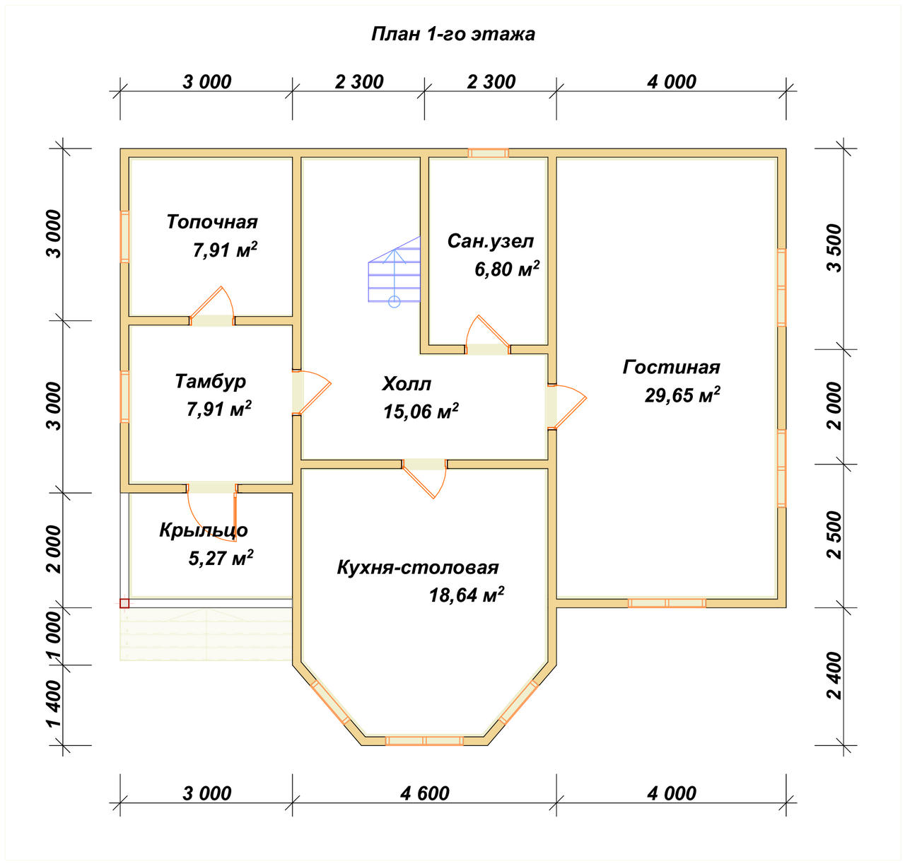 Двухэтажный дом из бруса ДБ №168 - планировка 1