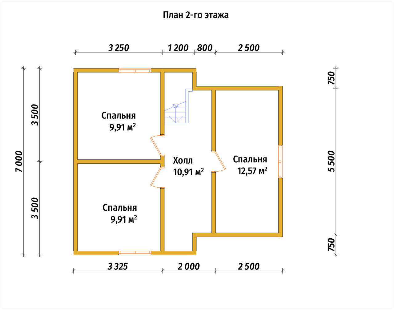 Дом из бруса с мансардой ДБ №13 - планировка 2