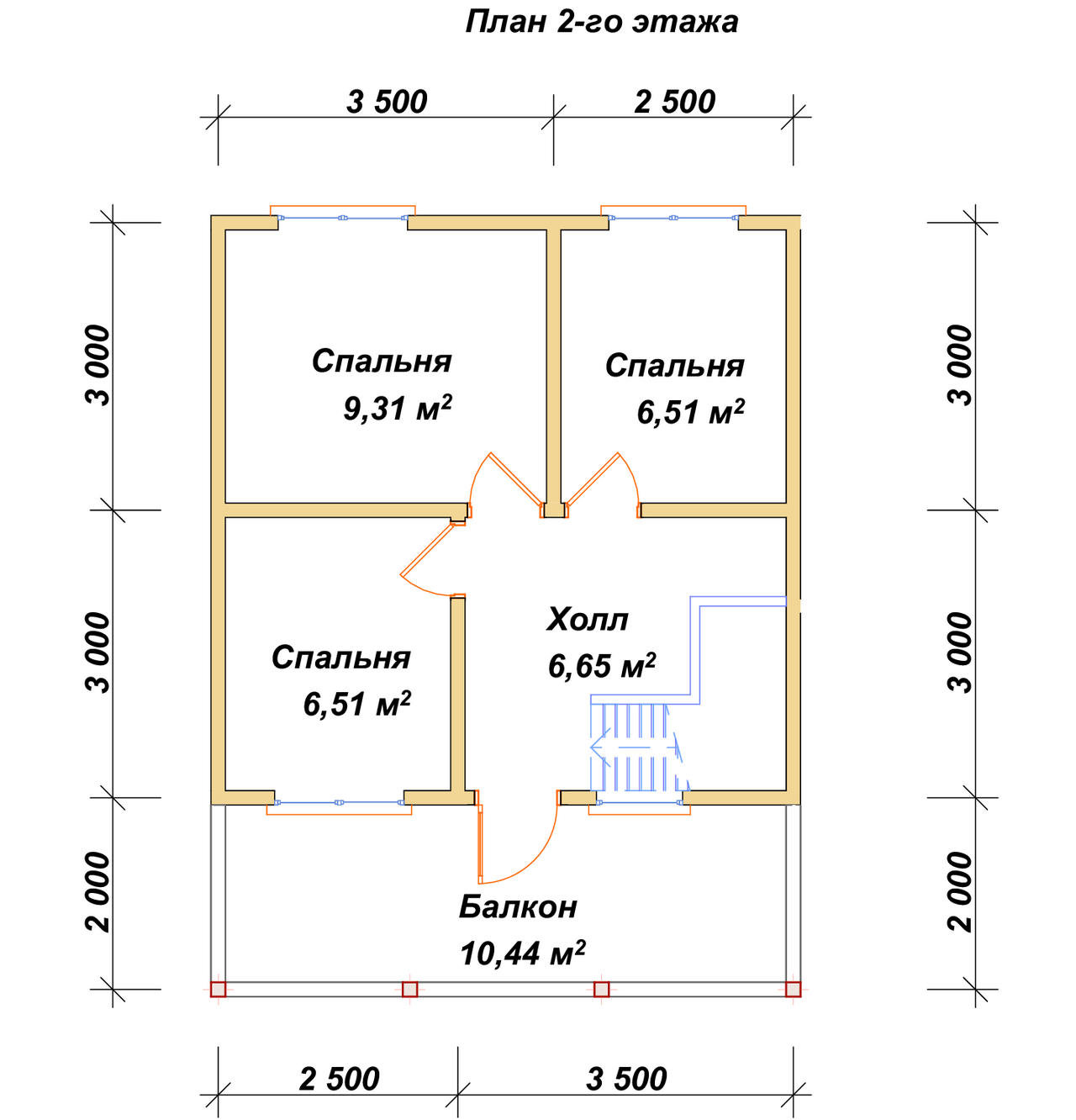 Полутораэтажный дом из бруса ДБ №97 - планировка 2