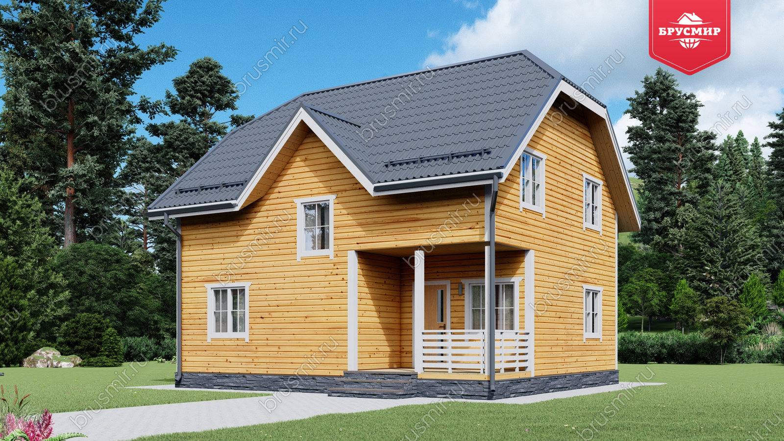Проект дома из бруса ДБ №191, 116.9м², 1.5 эт., 6 комн.