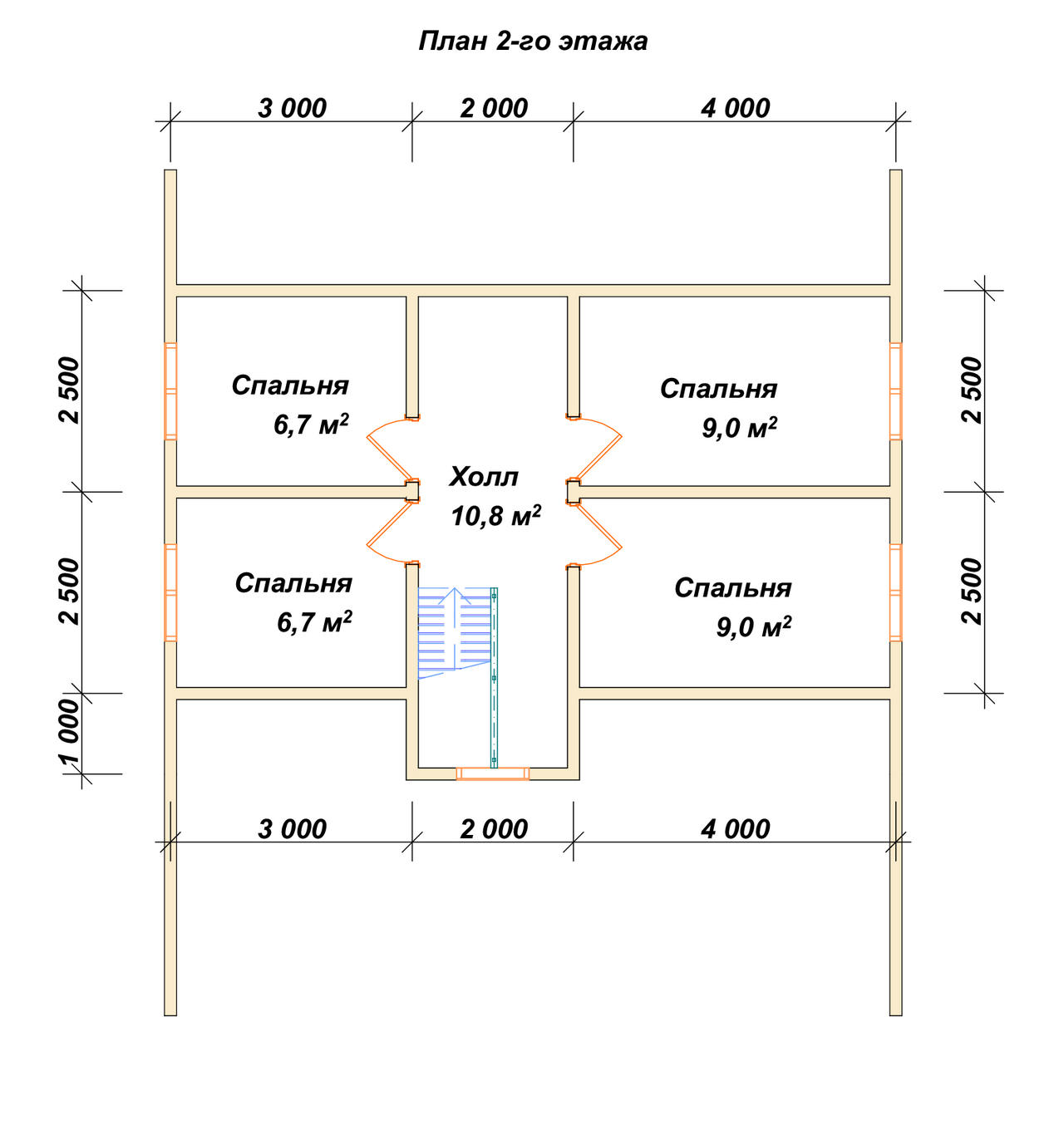 Дом из бруса с мансардой ДБ №71 - планировка 2