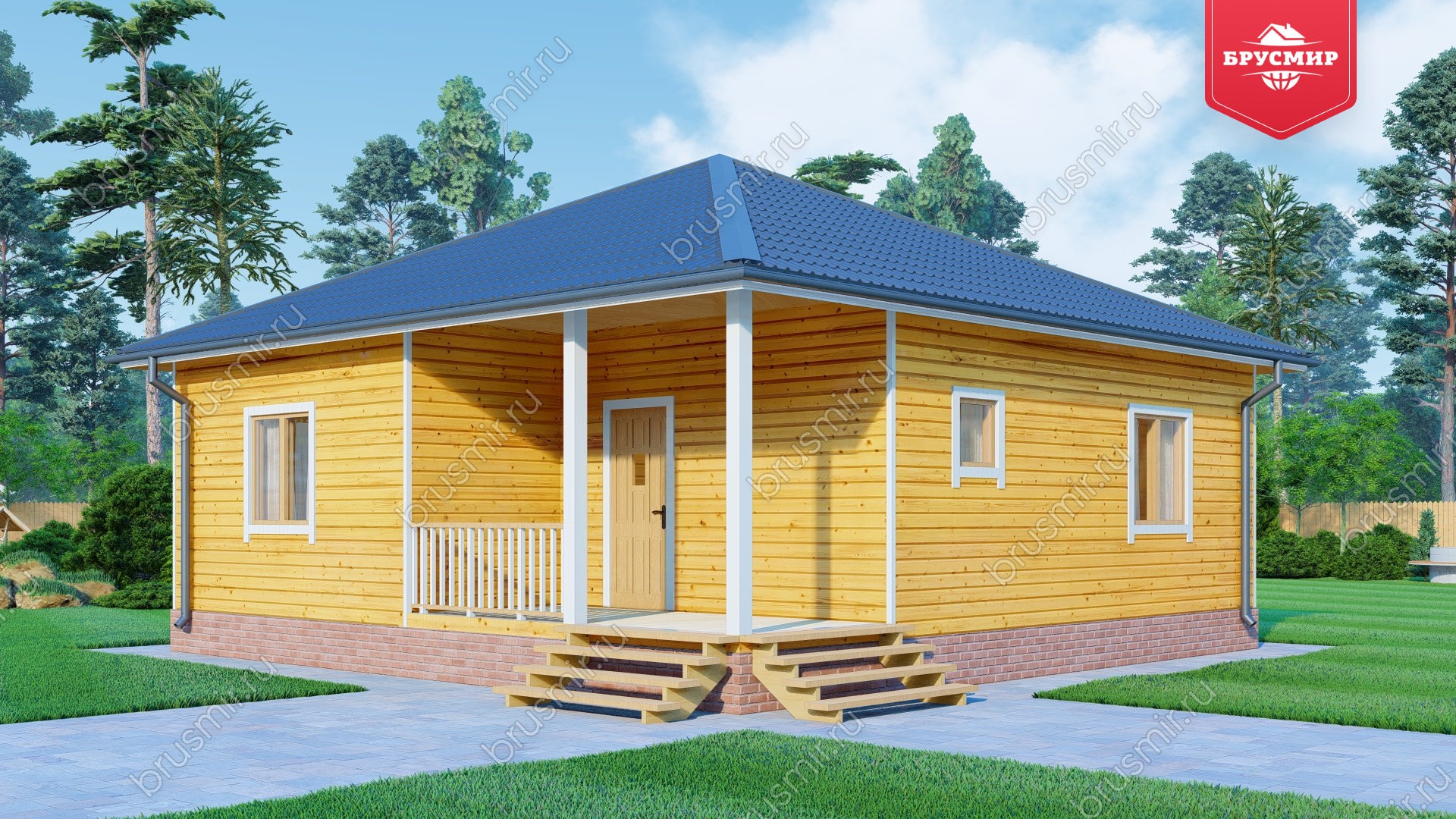 Одноэтажный дом из бруса ДБ №157
