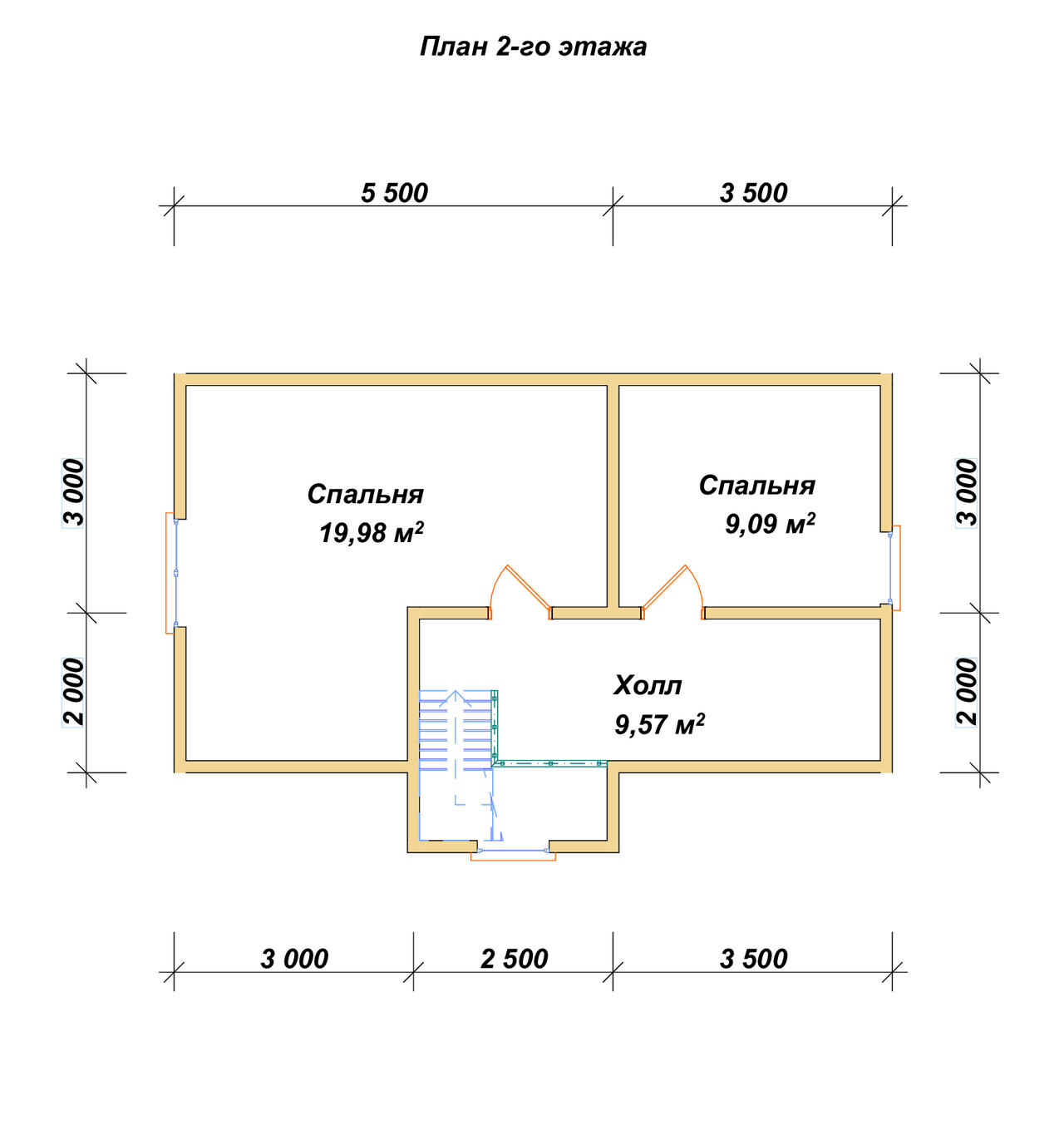 Дом из бруса с мансардой ДБ №19 - планировка 2