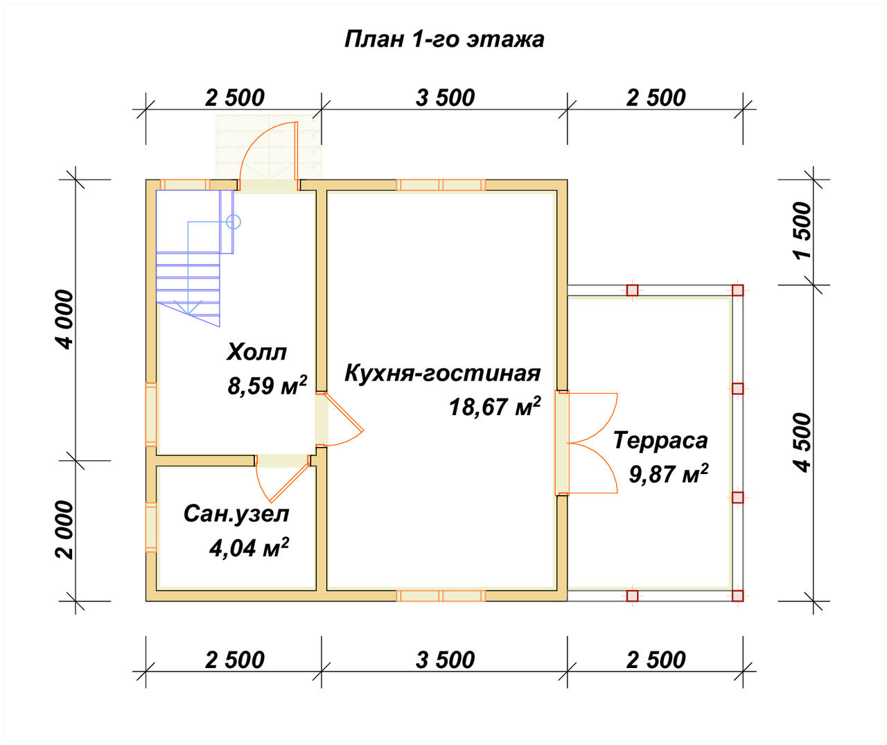 Дом из бруса с мансардой ДБ №164 - планировка 1
