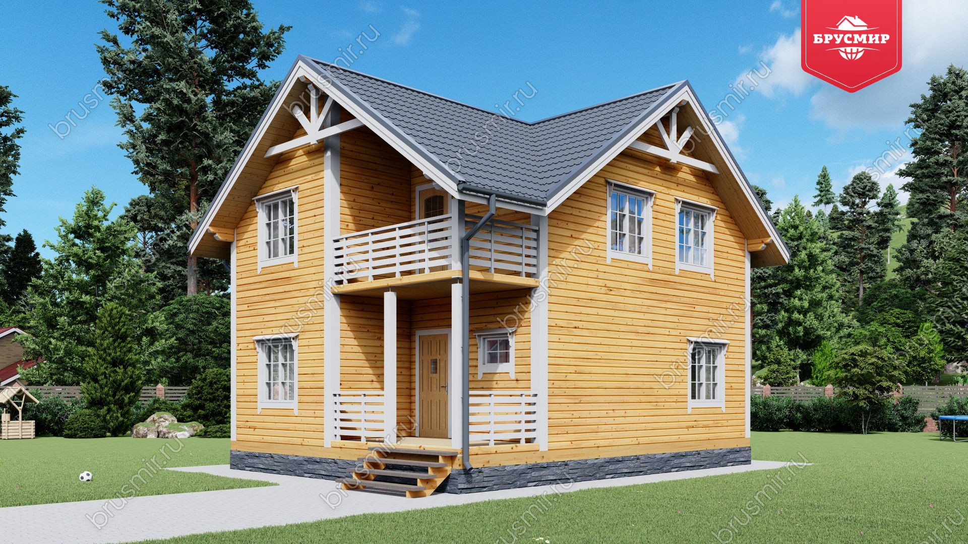 Полутораэтажный дом из бруса ДБ №7