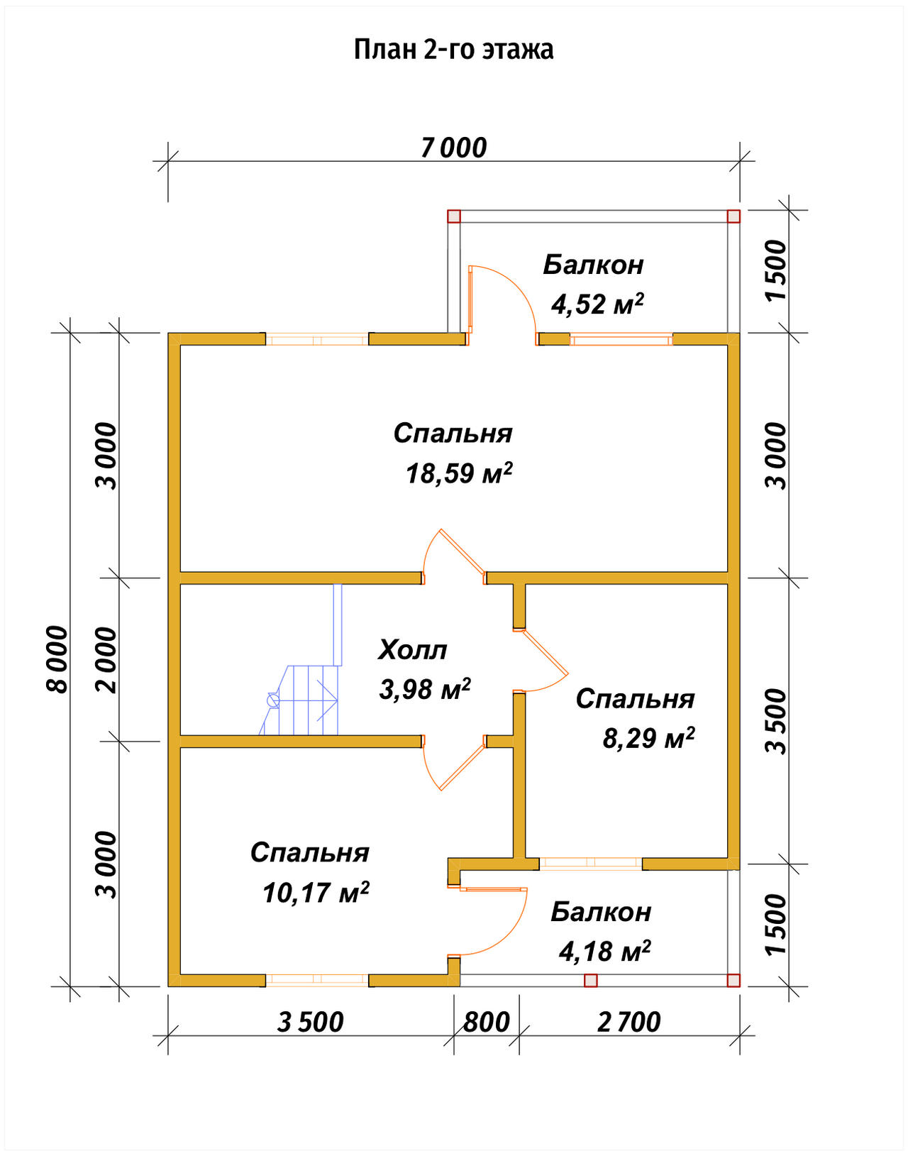 Полутораэтажный дом из бруса ДБ №146 - планировка 2